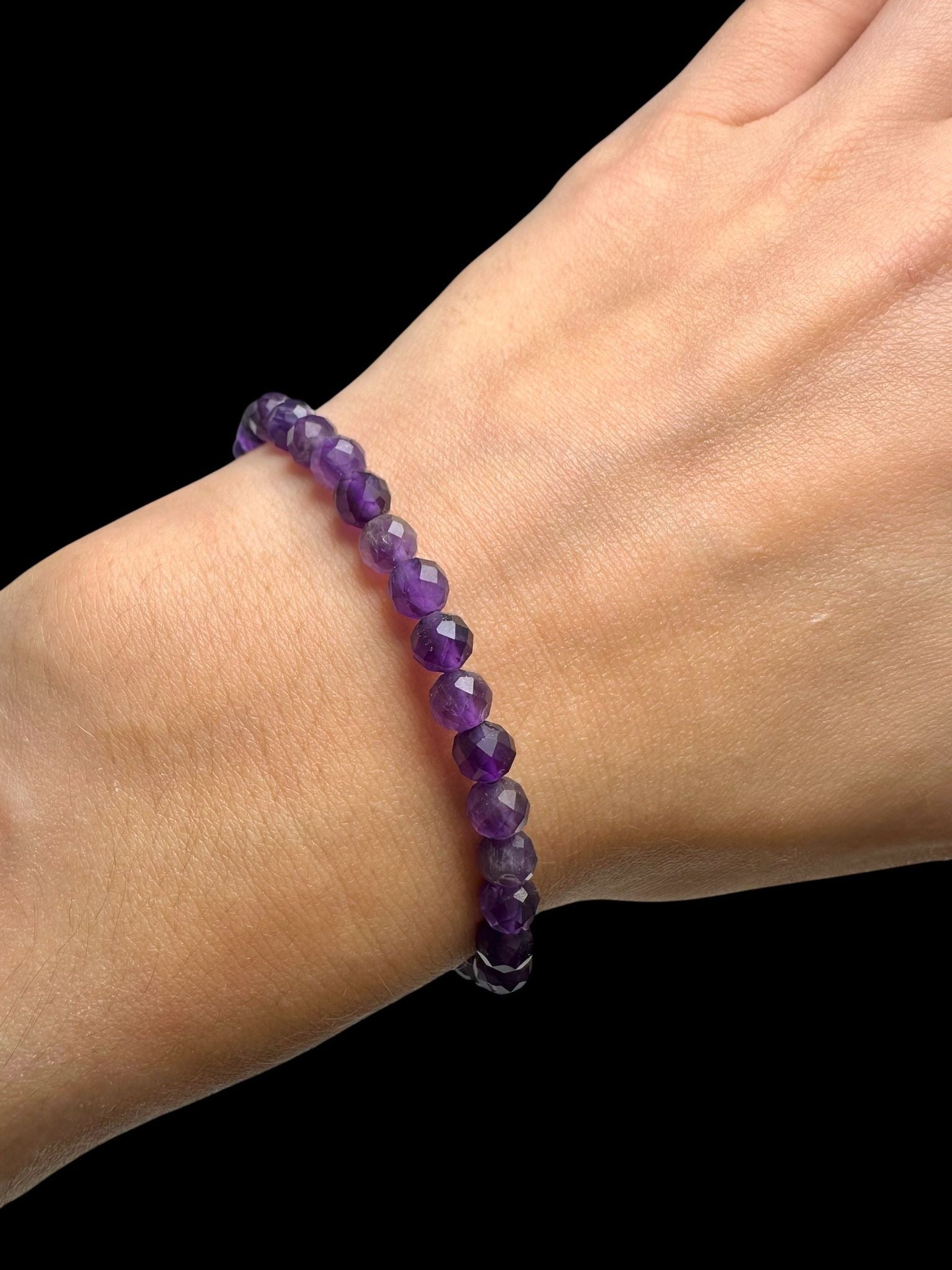 Amethyst Bracelet 5 mm – Faceted Beads