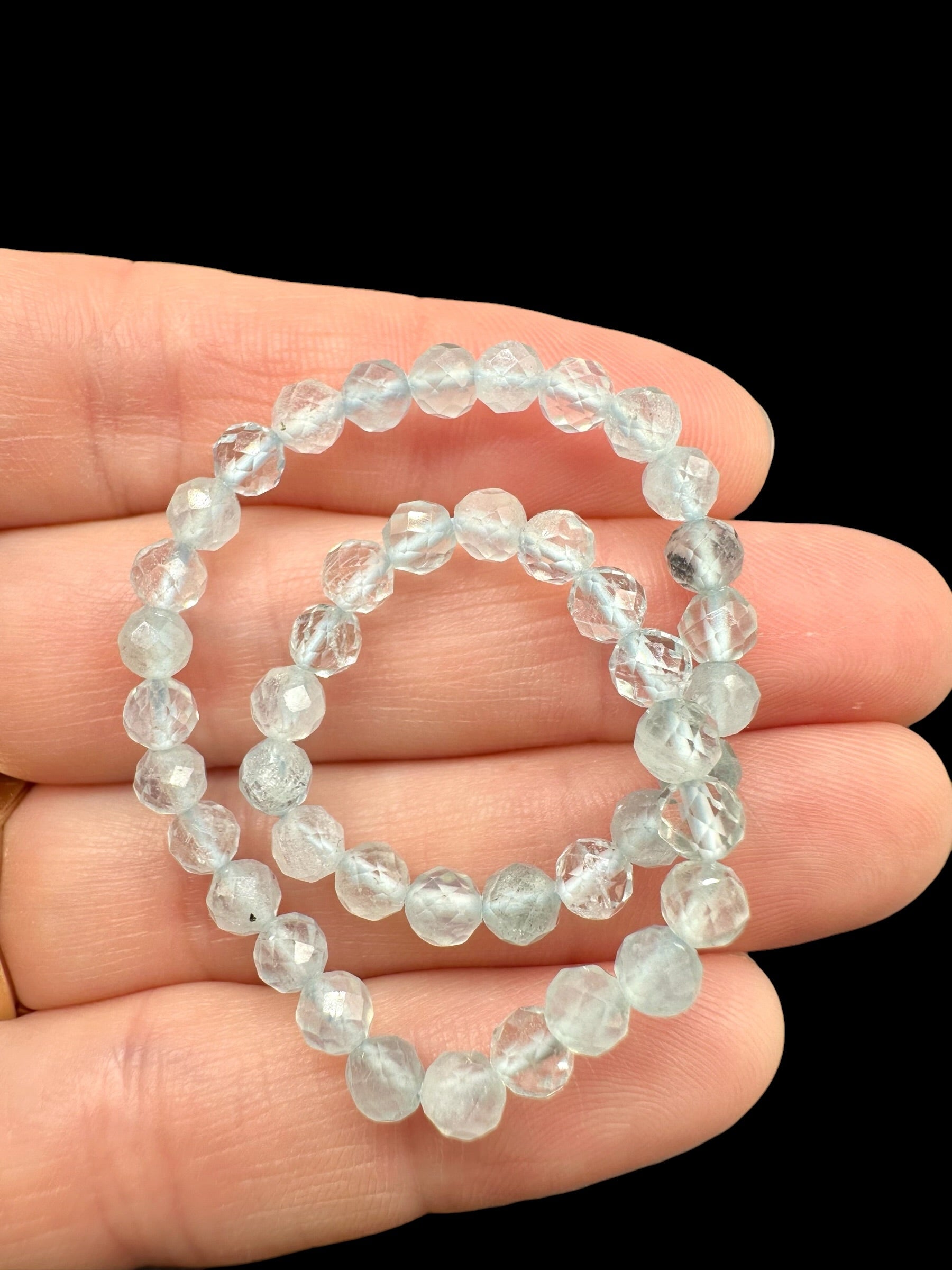 Aquamarine Bracelet 4 mm – Faceted Beads - NAR23