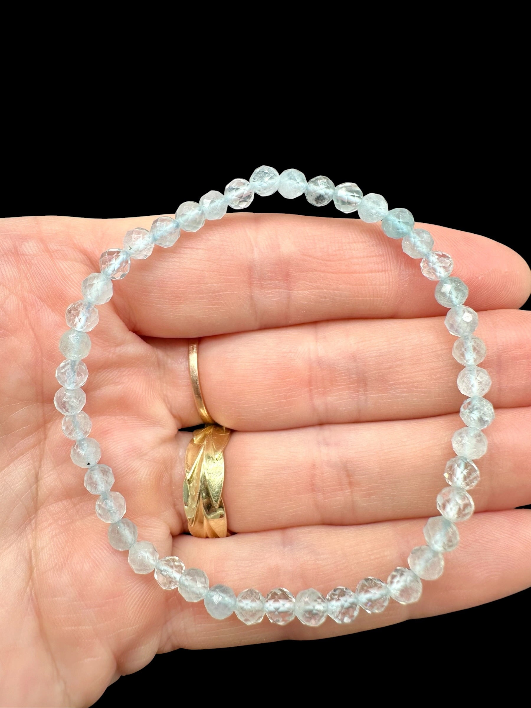 Aquamarine Bracelet 4 mm – Faceted Beads - NAR23