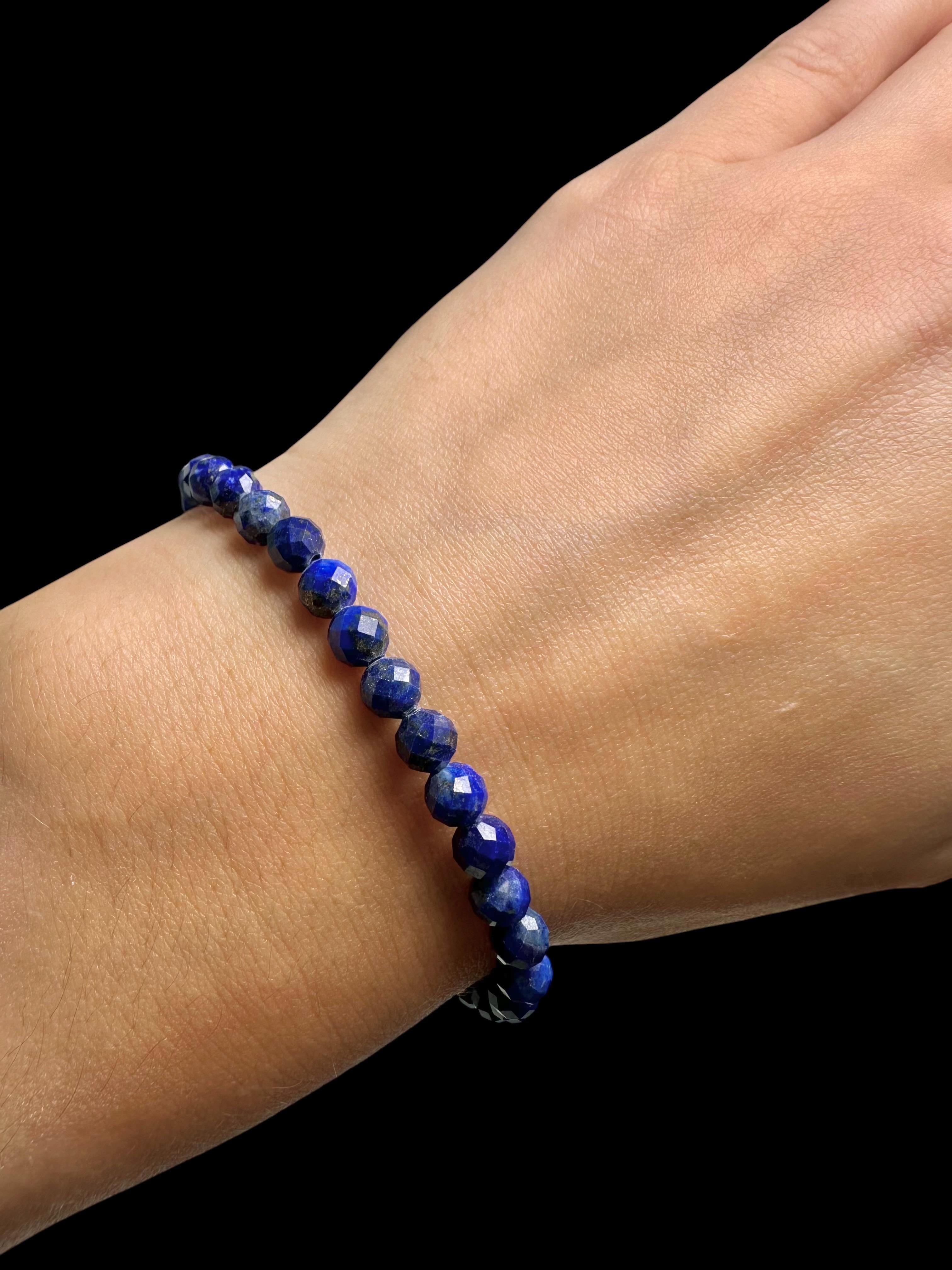 Lapis lazuli bracelet 5 mm – Faceted Beads