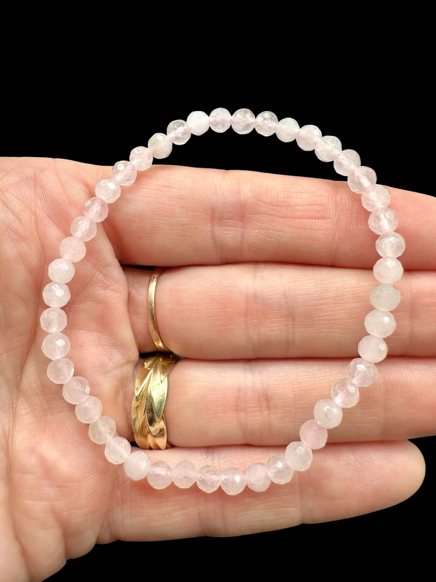 Rose quartz bracelet 4 mm – Faceted Beads - NAR26