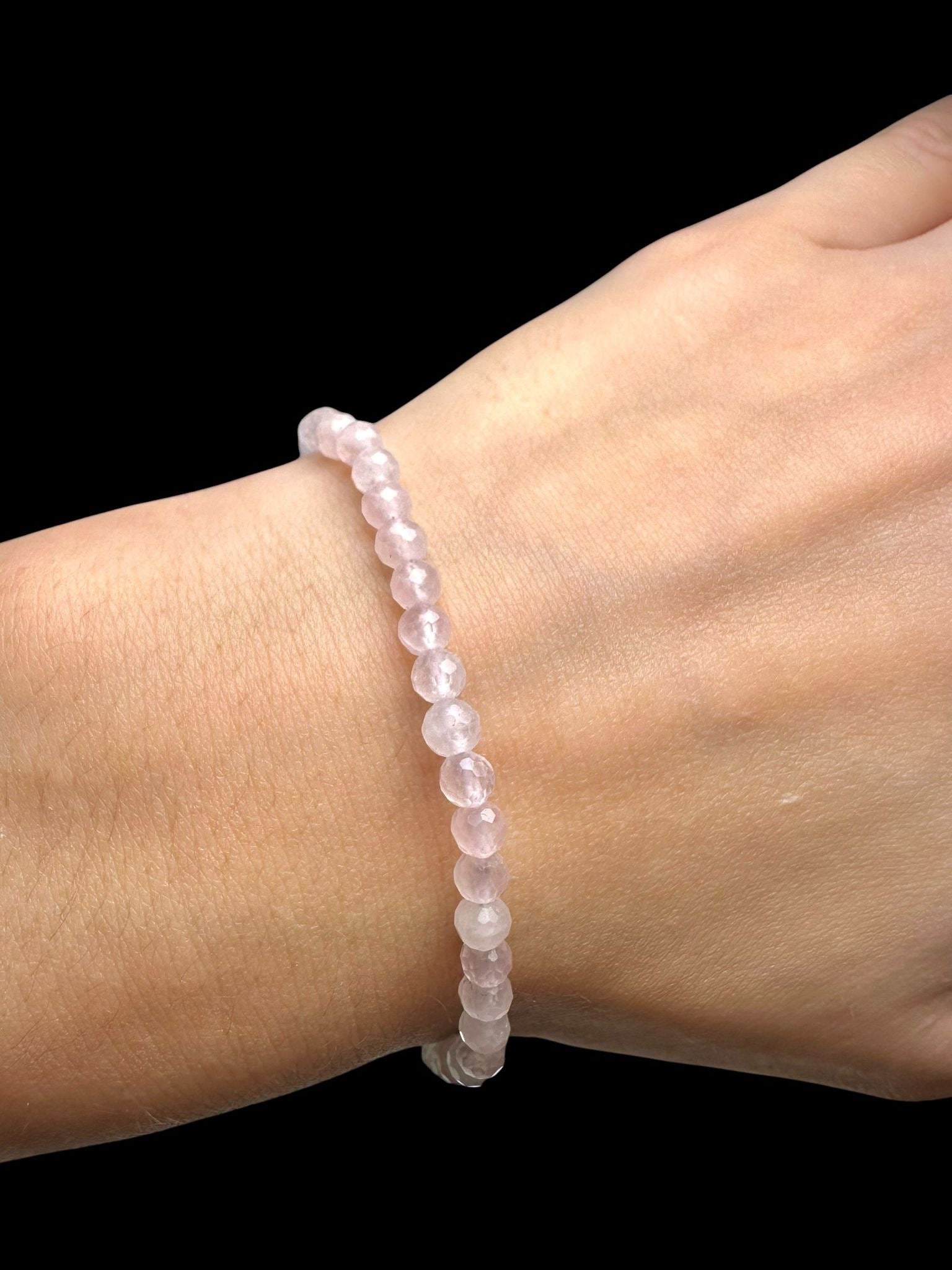 Rose quartz bracelet 4 mm – Faceted Beads