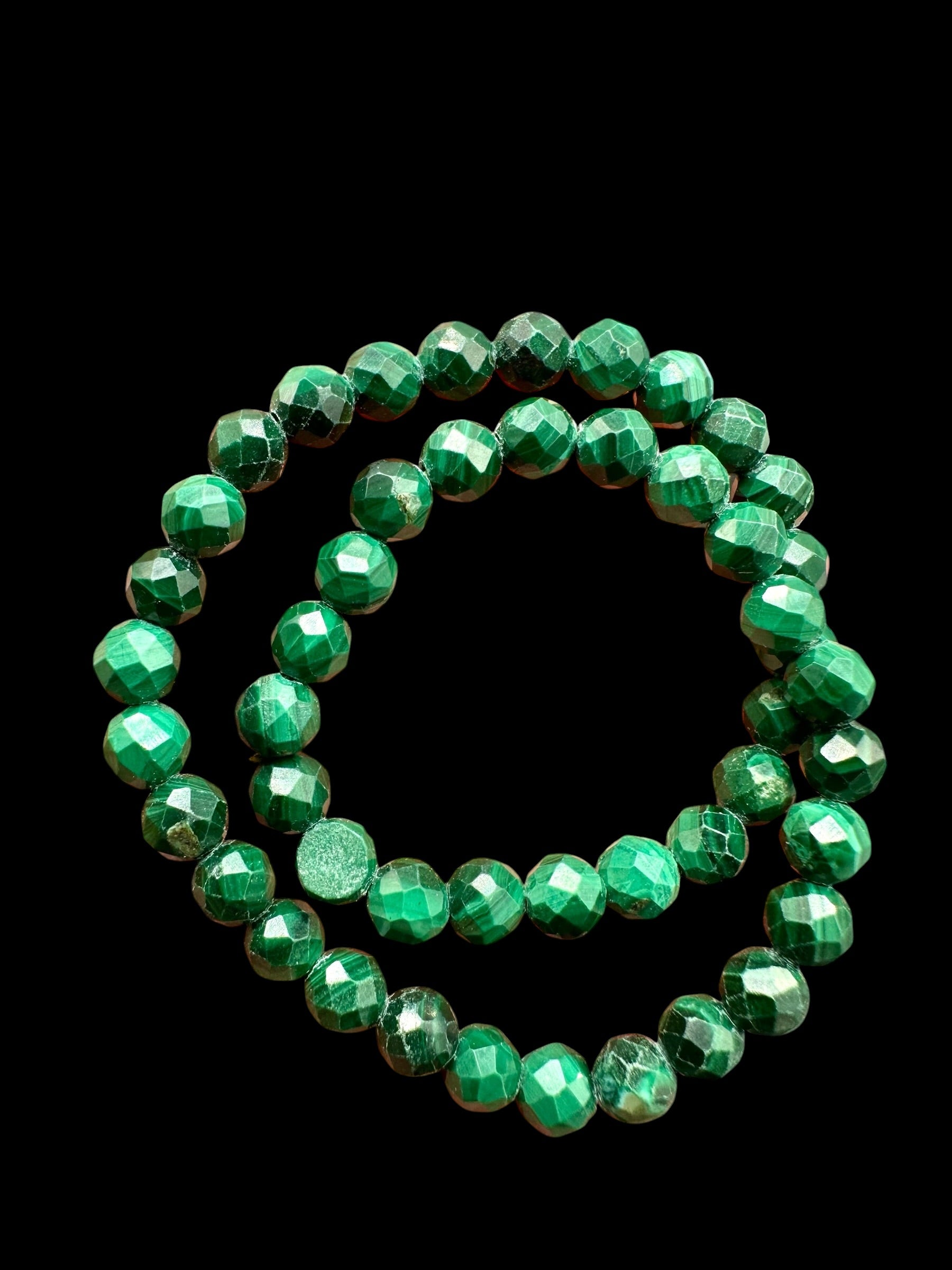 Malachite bracelet 4 mm – Faceted Beads - NAR27