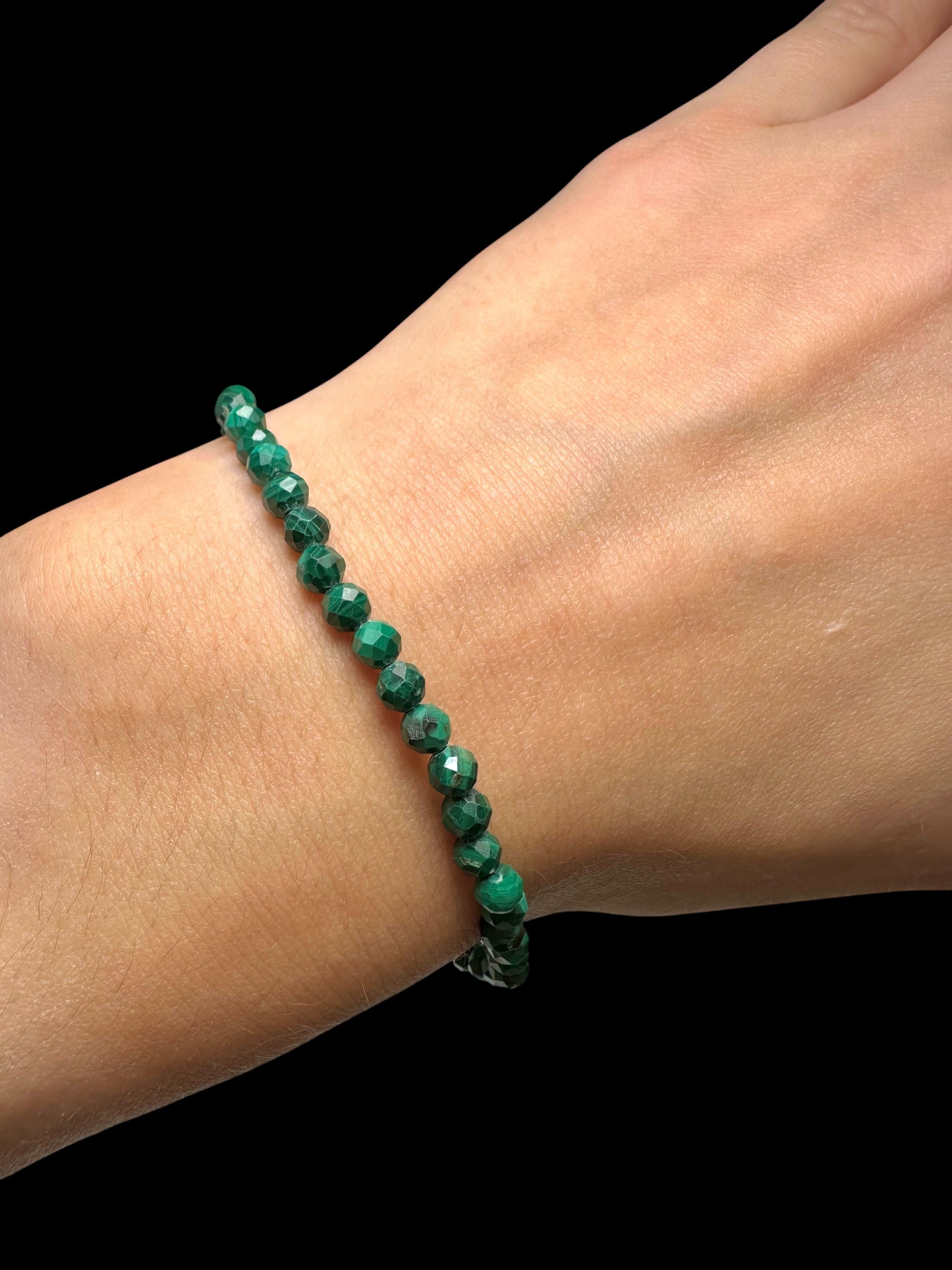 Malachite bracelet 4 mm – Faceted Beads