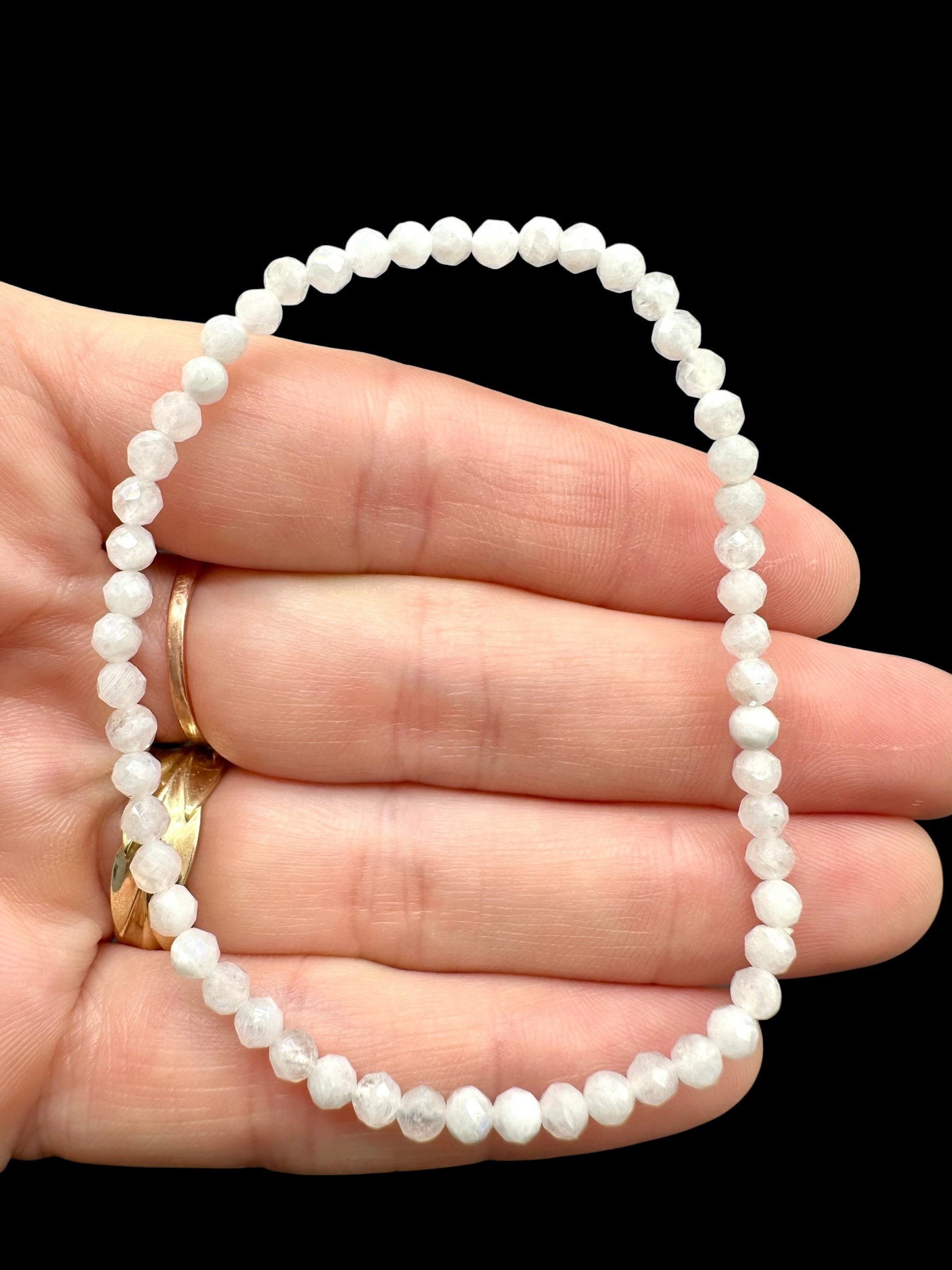 Moonstone bracelet 3 mm – Faceted Beads - NAR28