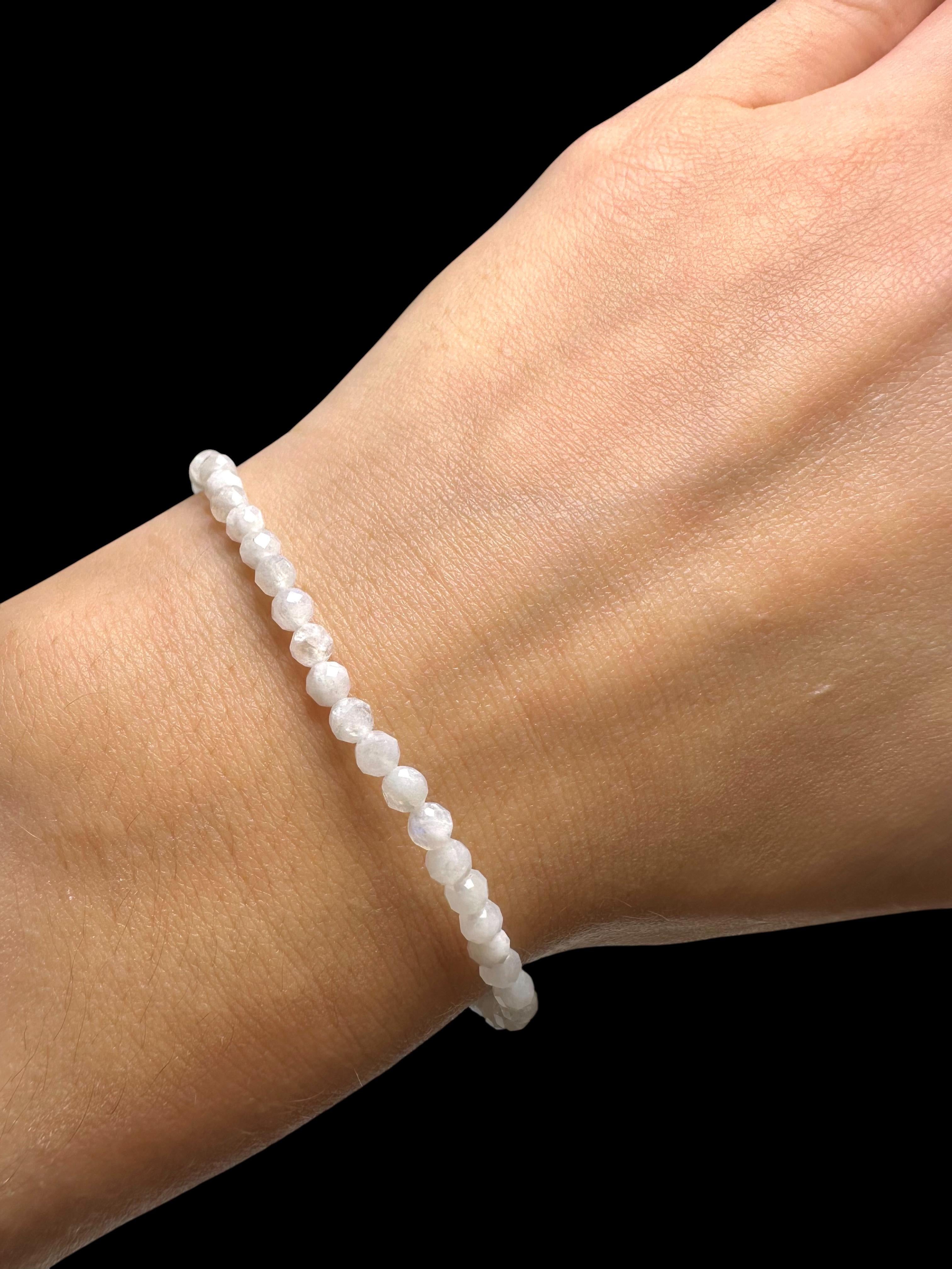 Moonstone bracelet 3 mm – Faceted Beads