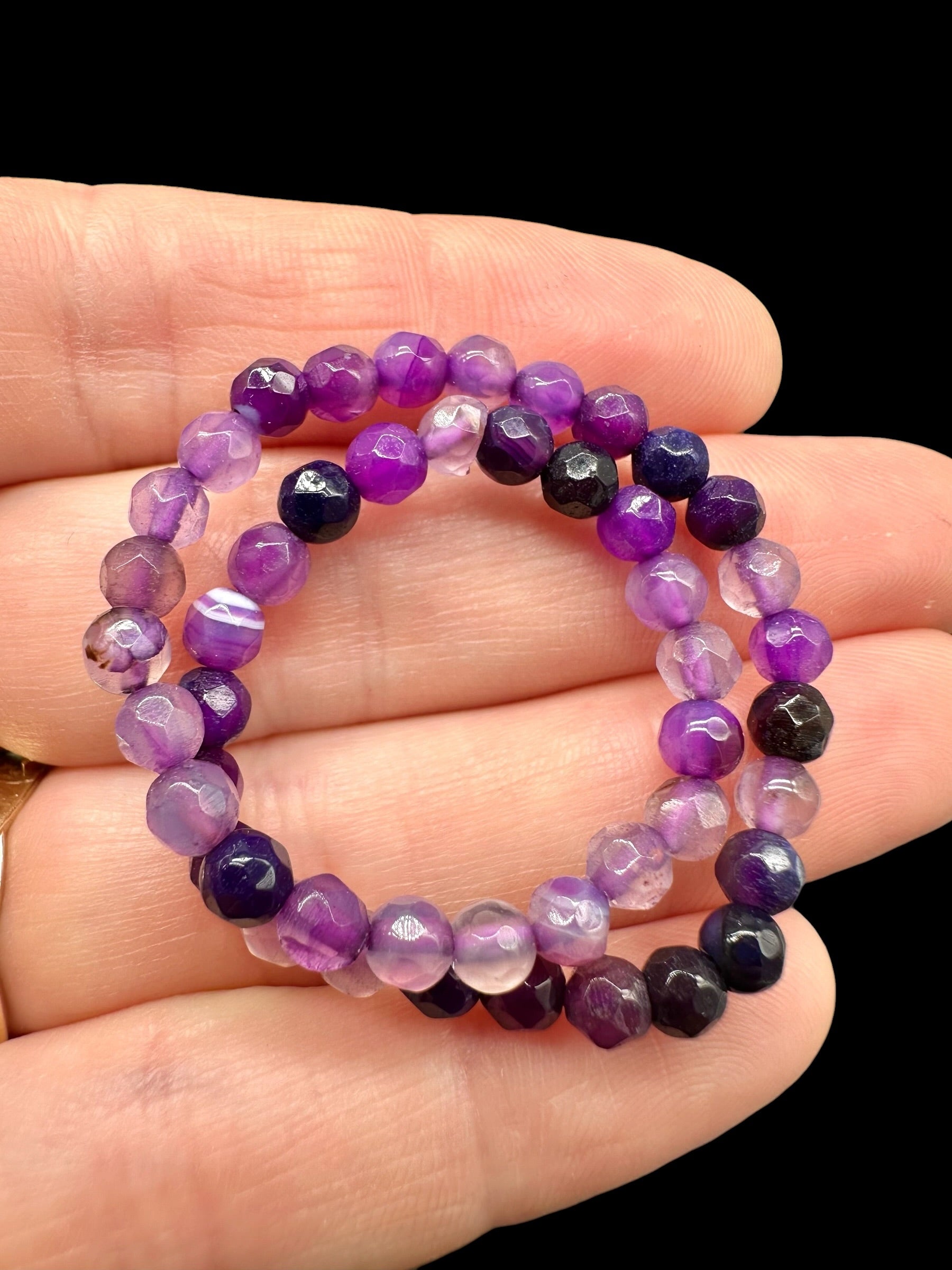 Bracelet made of purple agate 4 mm – Faceted Beads - NAR30