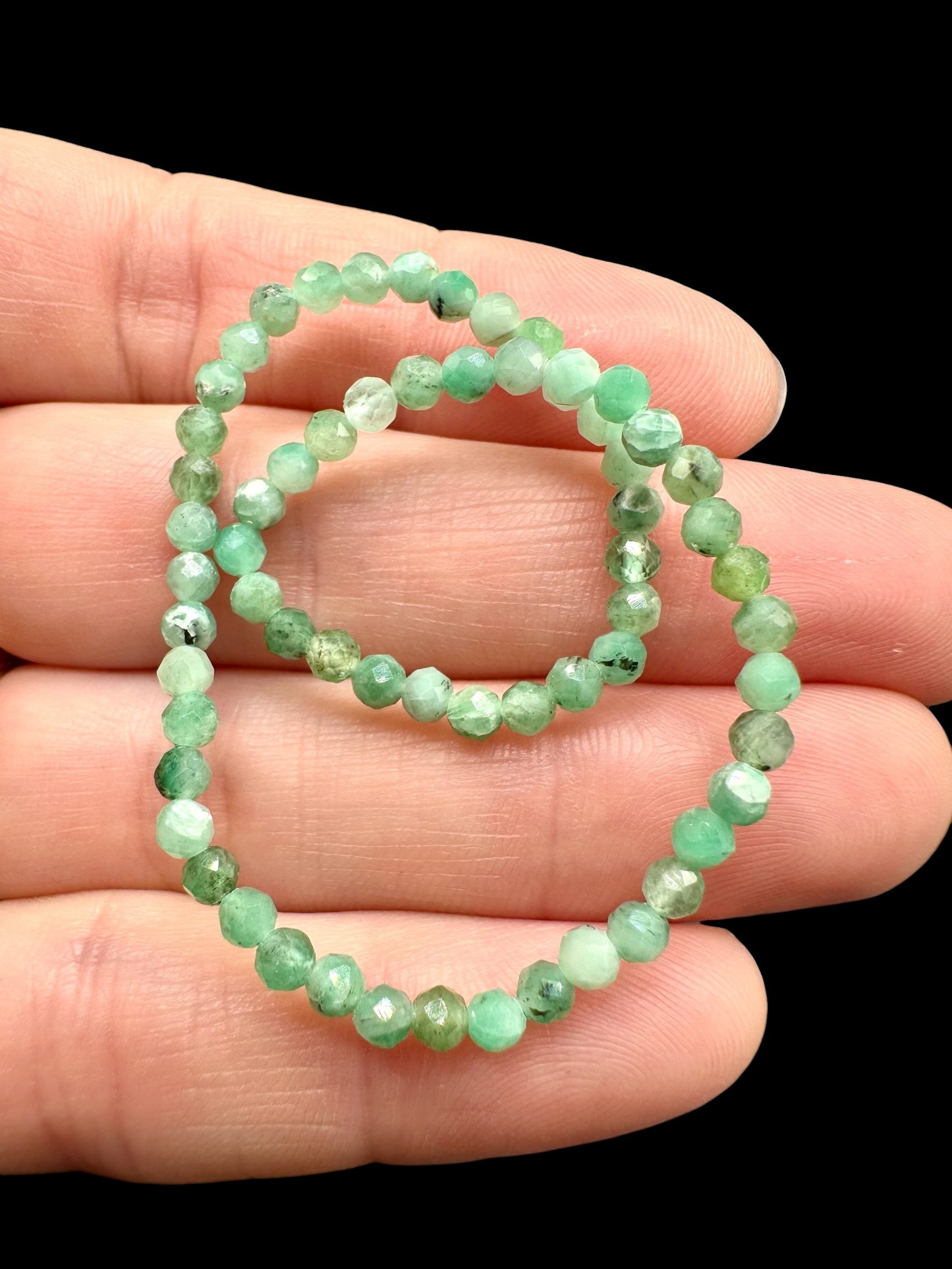 Emerald bracelet 3 mm – Faceted Beads - NAR31