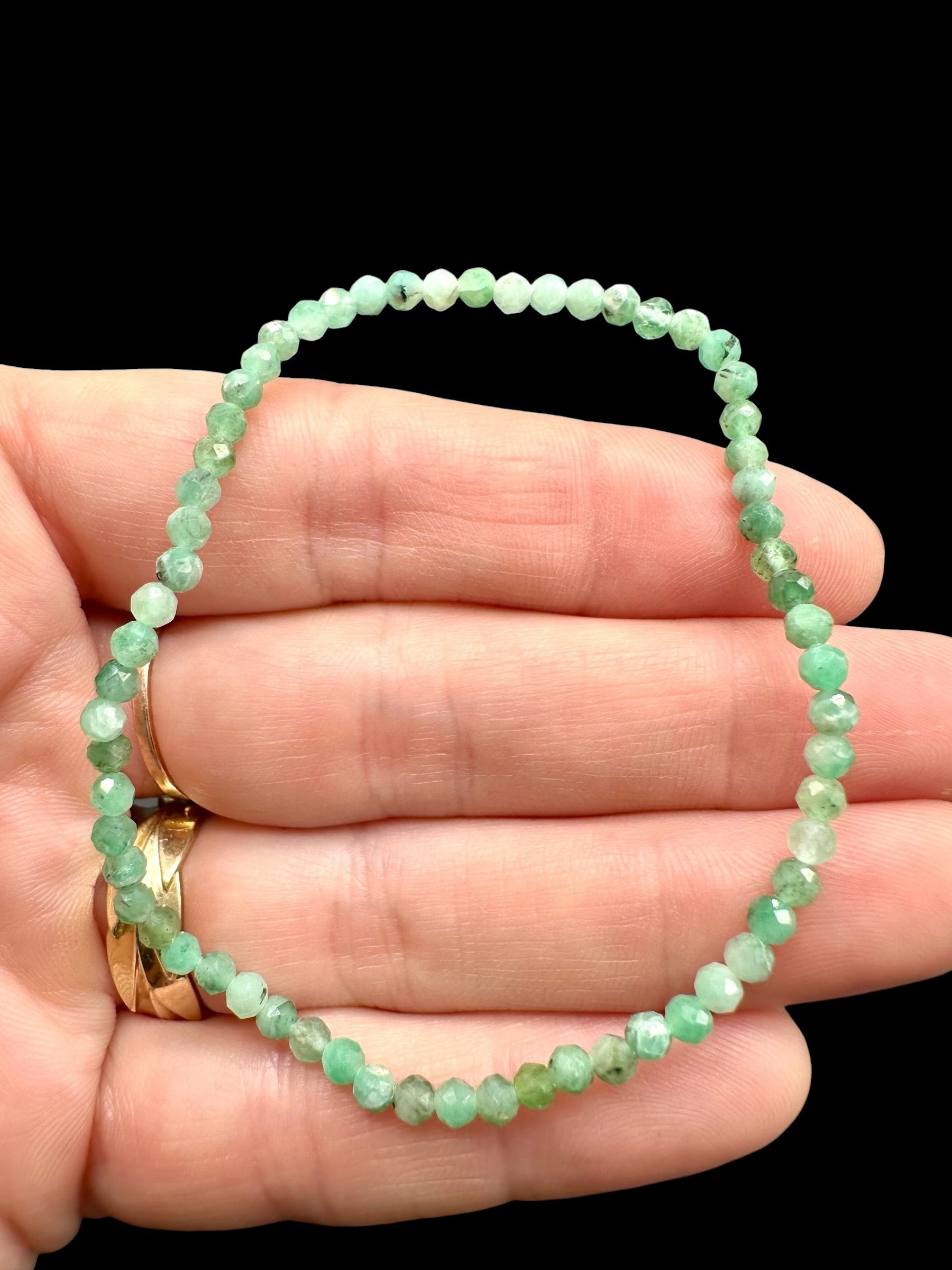 Emerald bracelet 3 mm – Faceted Beads - NAR31
