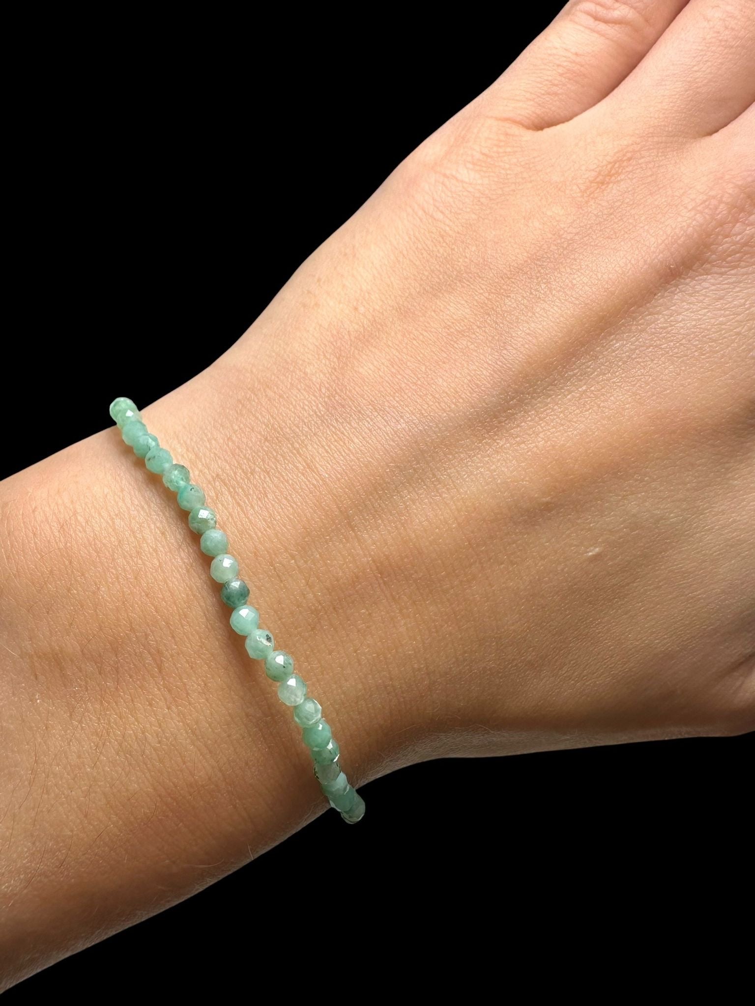 Emerald bracelet 3 mm – Faceted Beads