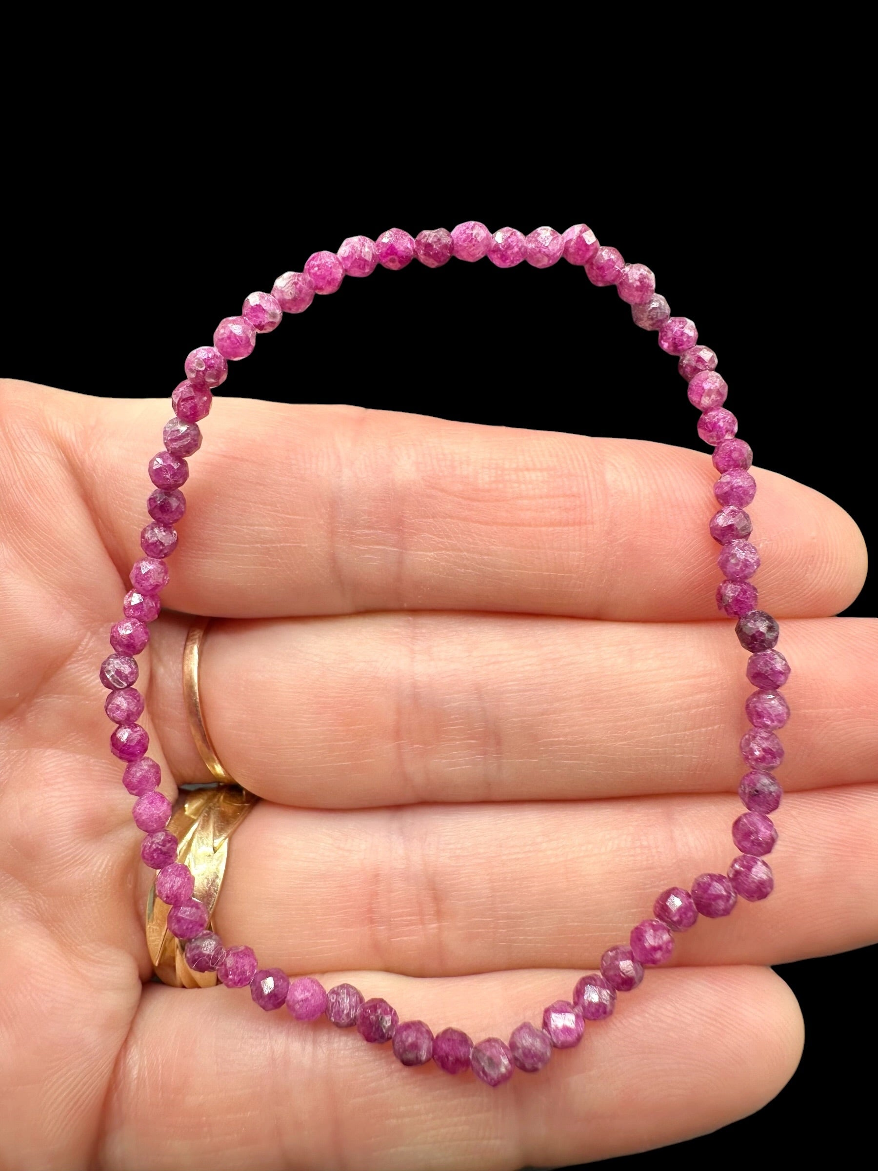 Ruby bracelet 3 mm – Faceted Beads - NAR32