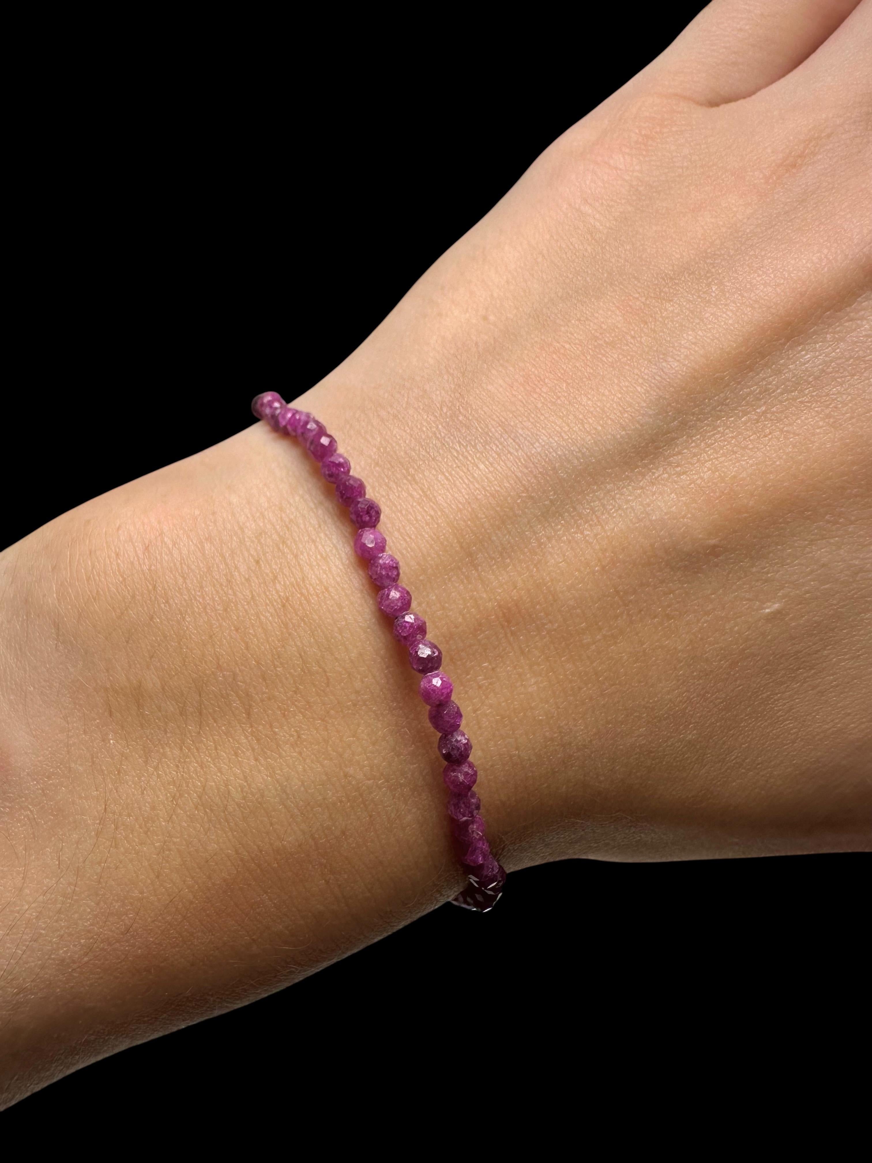 Ruby bracelet 3 mm – Faceted Beads