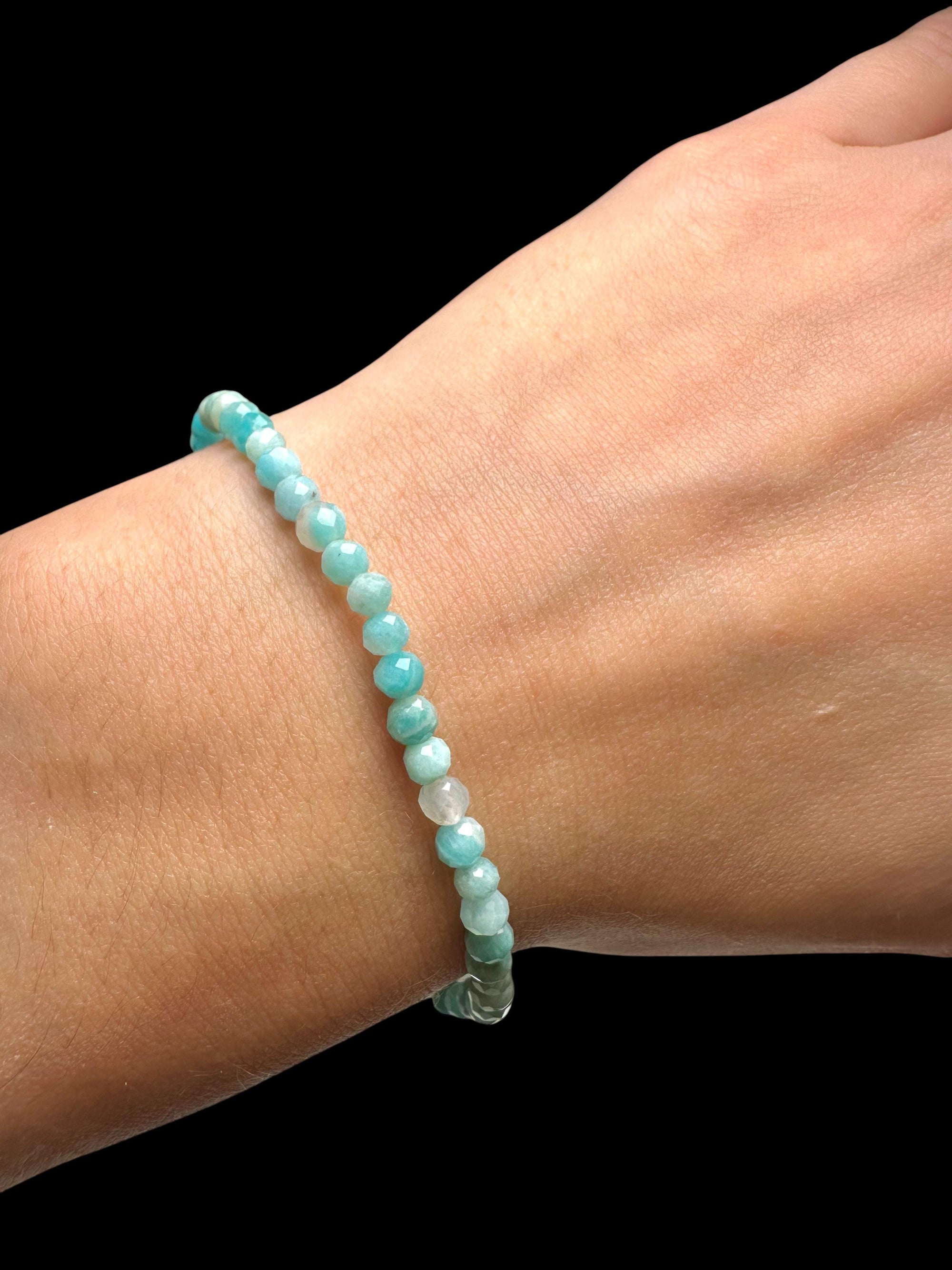 Amazonite bracelet 4 mm – Faceted Beads