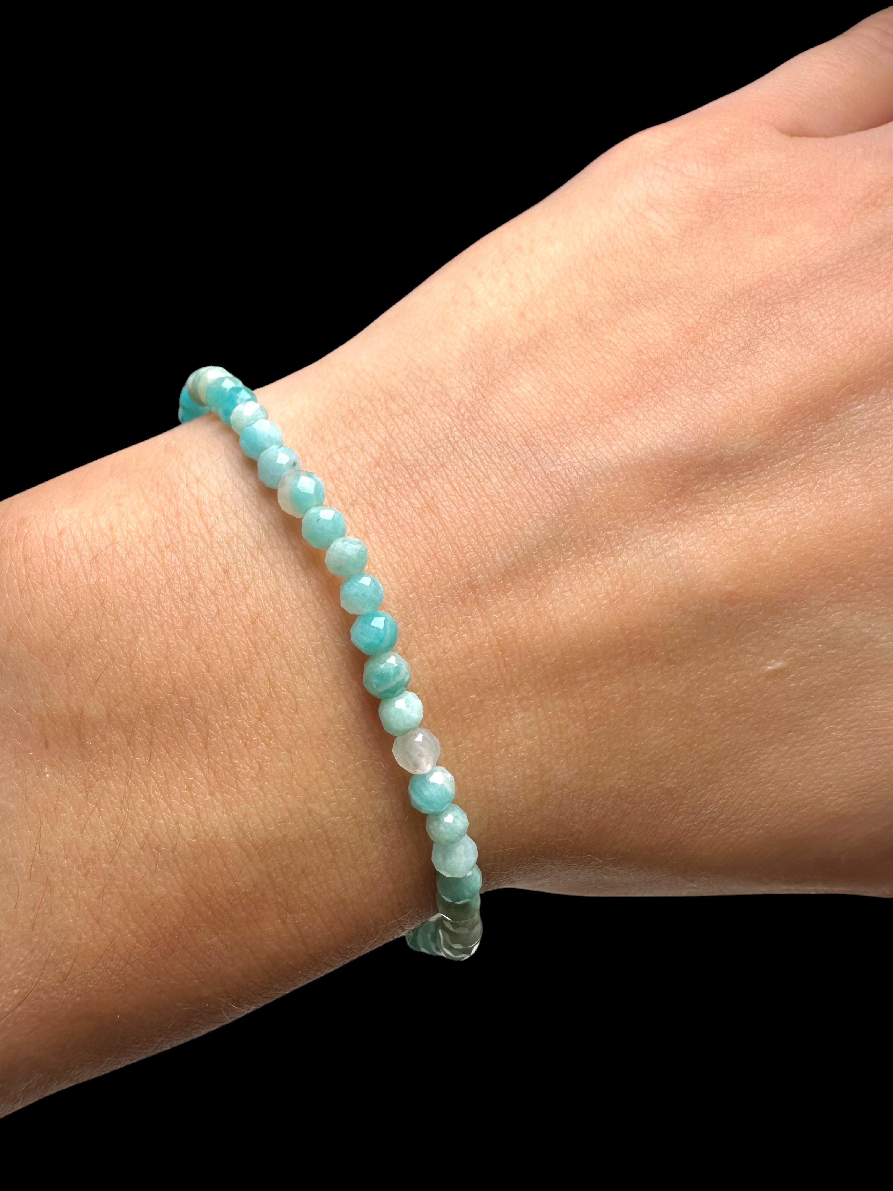 Amazonite bracelet 4 mm – Faceted Beads
