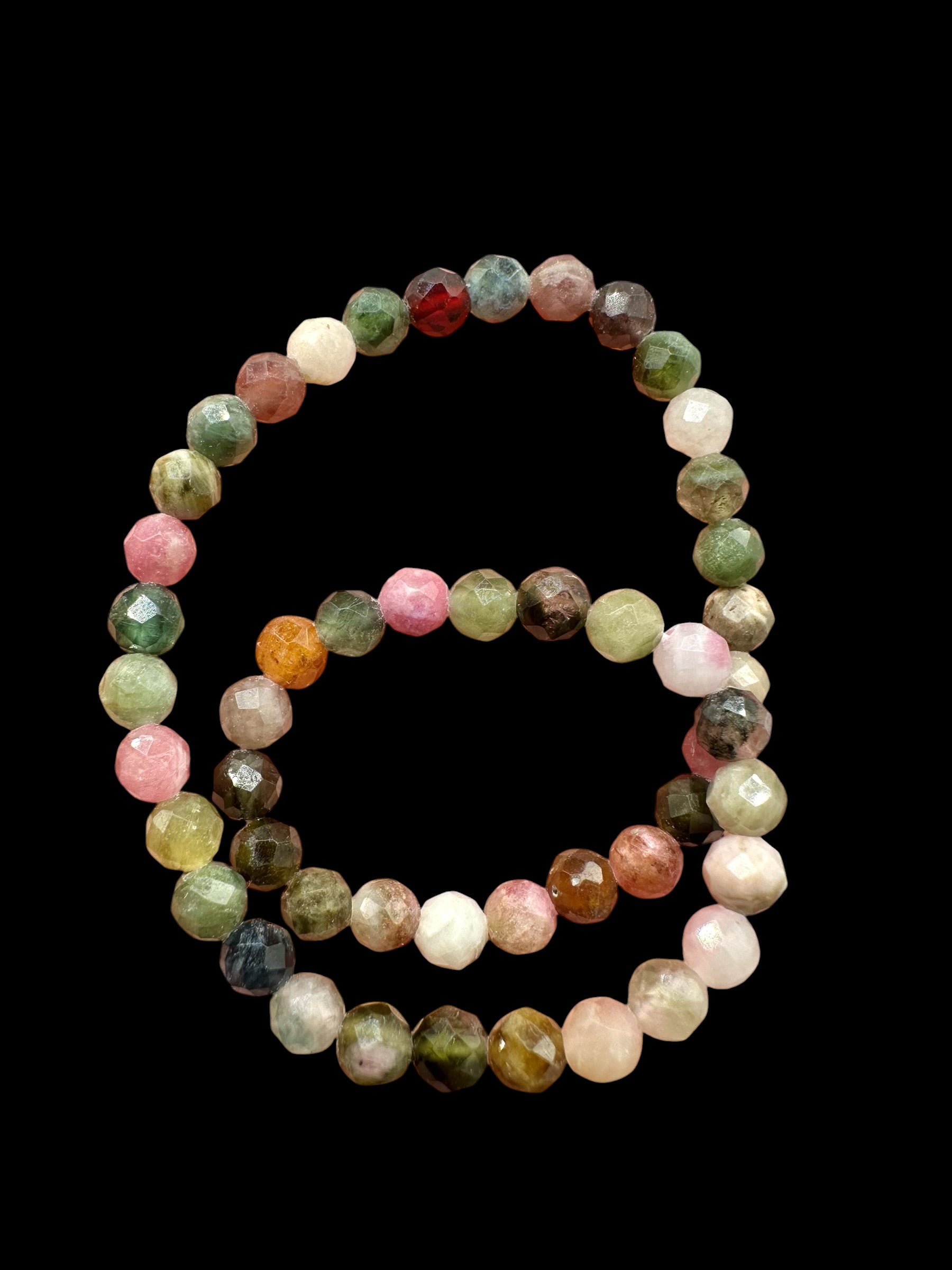 Multicolored Tourmaline Bracelet 4 mm – Faceted Beads - NAR35