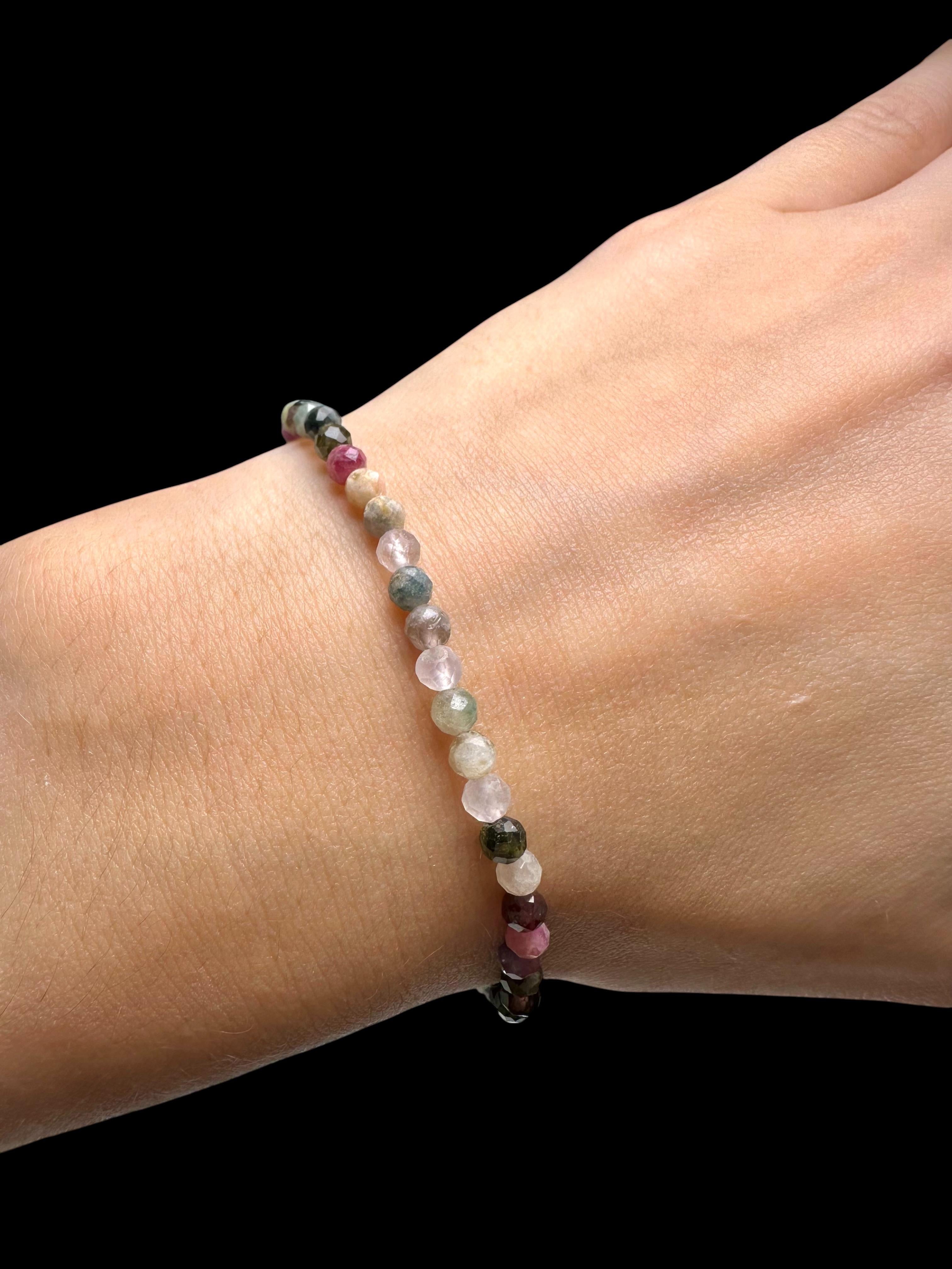 Multicolored Tourmaline Bracelet 4 mm – Faceted Beads