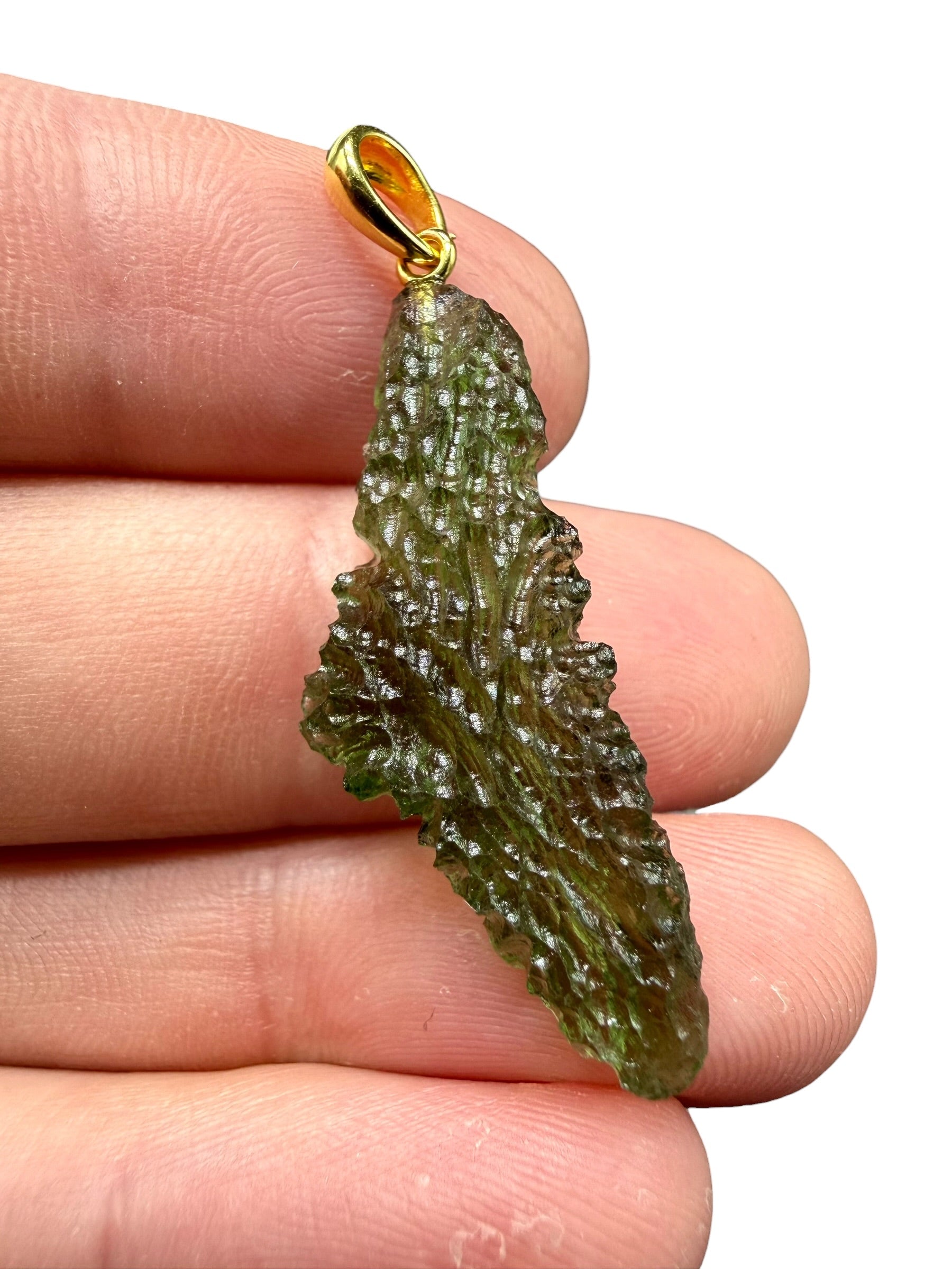Gold-plated moldavite pendant 2,5g
