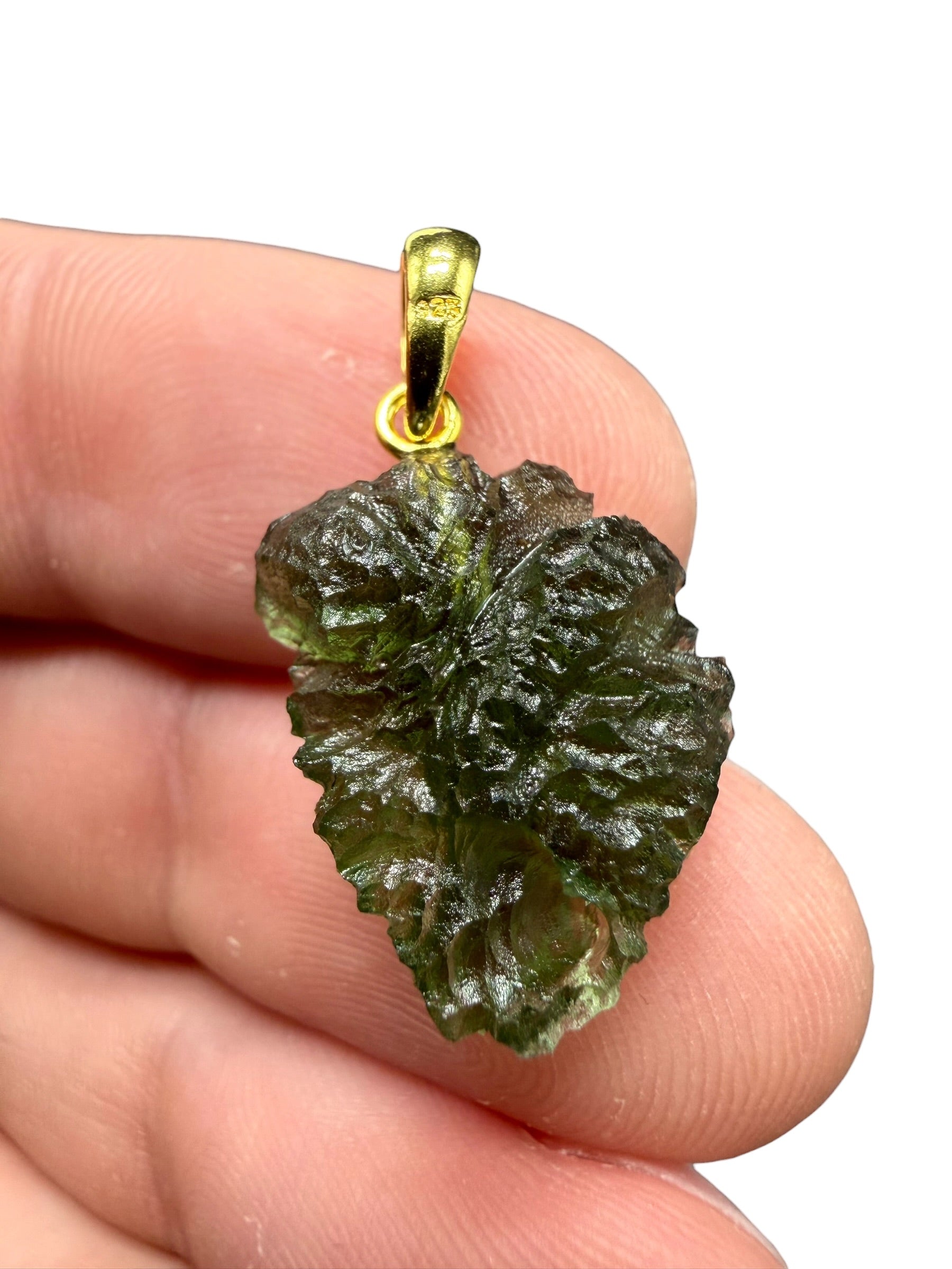 Gold-plated moldavite pendant 2,05g