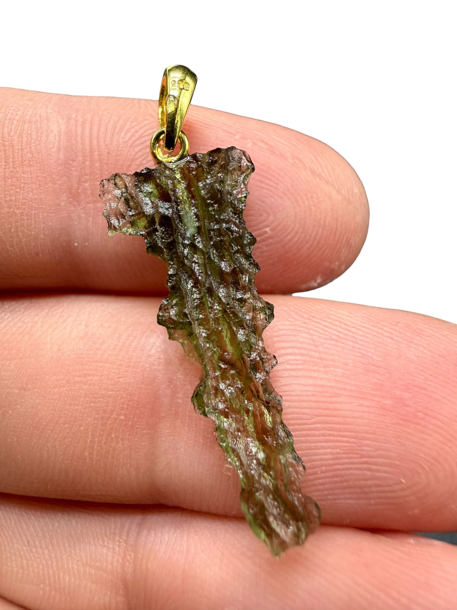 Gold-plated moldavite pendant 0,9g - SPP/V007