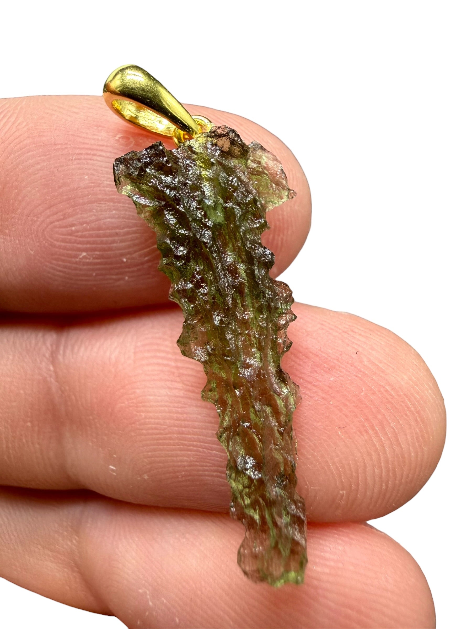 Gold-plated moldavite pendant 0,9g