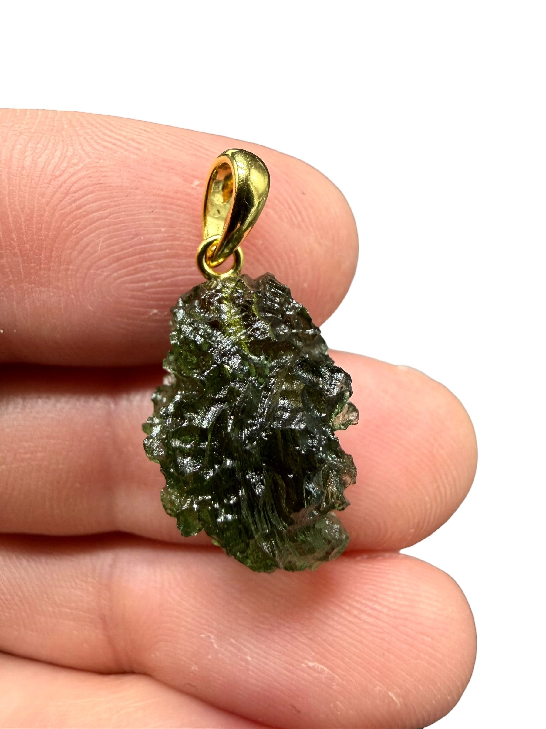 Gold-plated moldavite pendant 2,67g