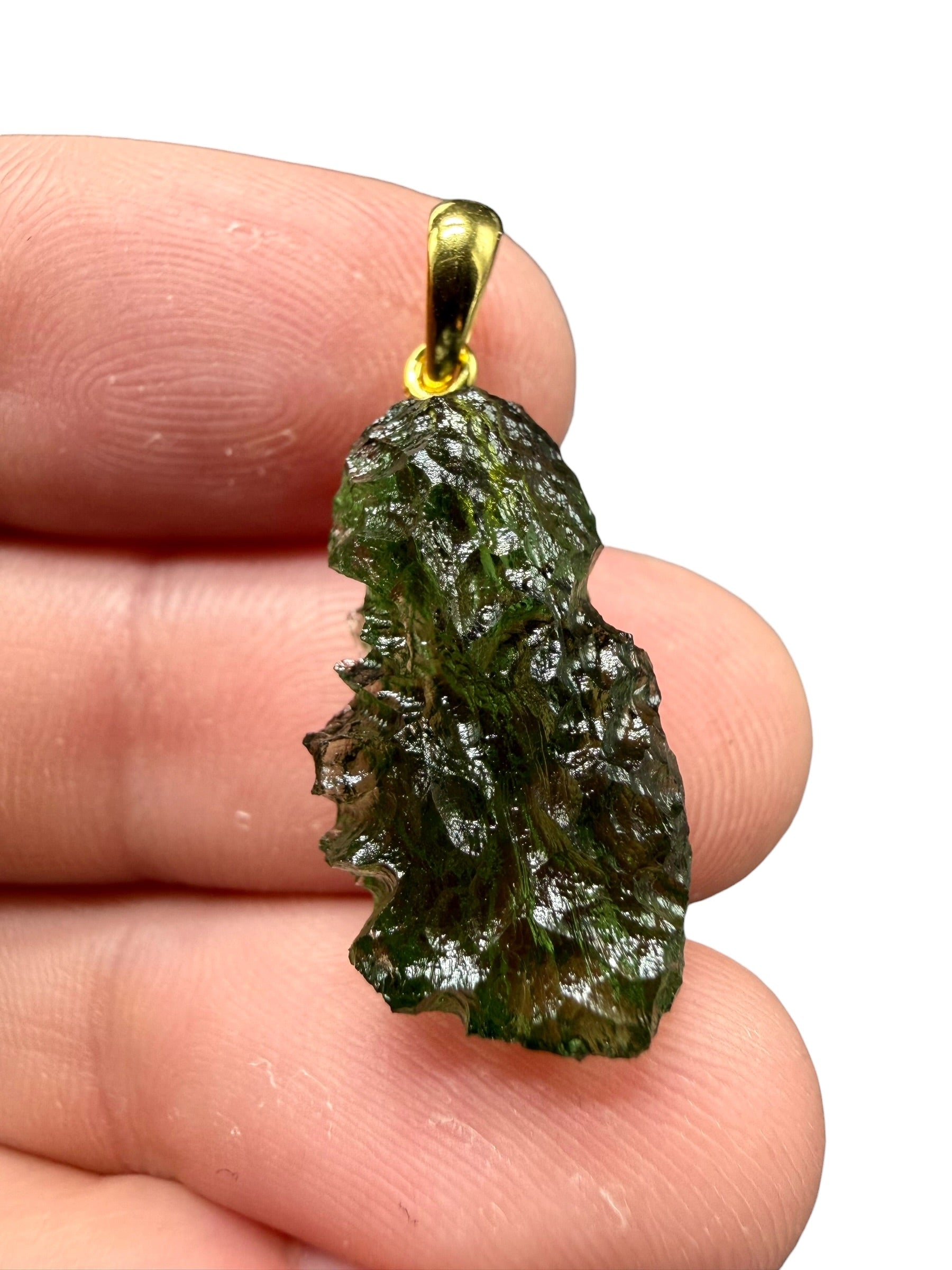 Gold-plated moldavite pendant 2,42g