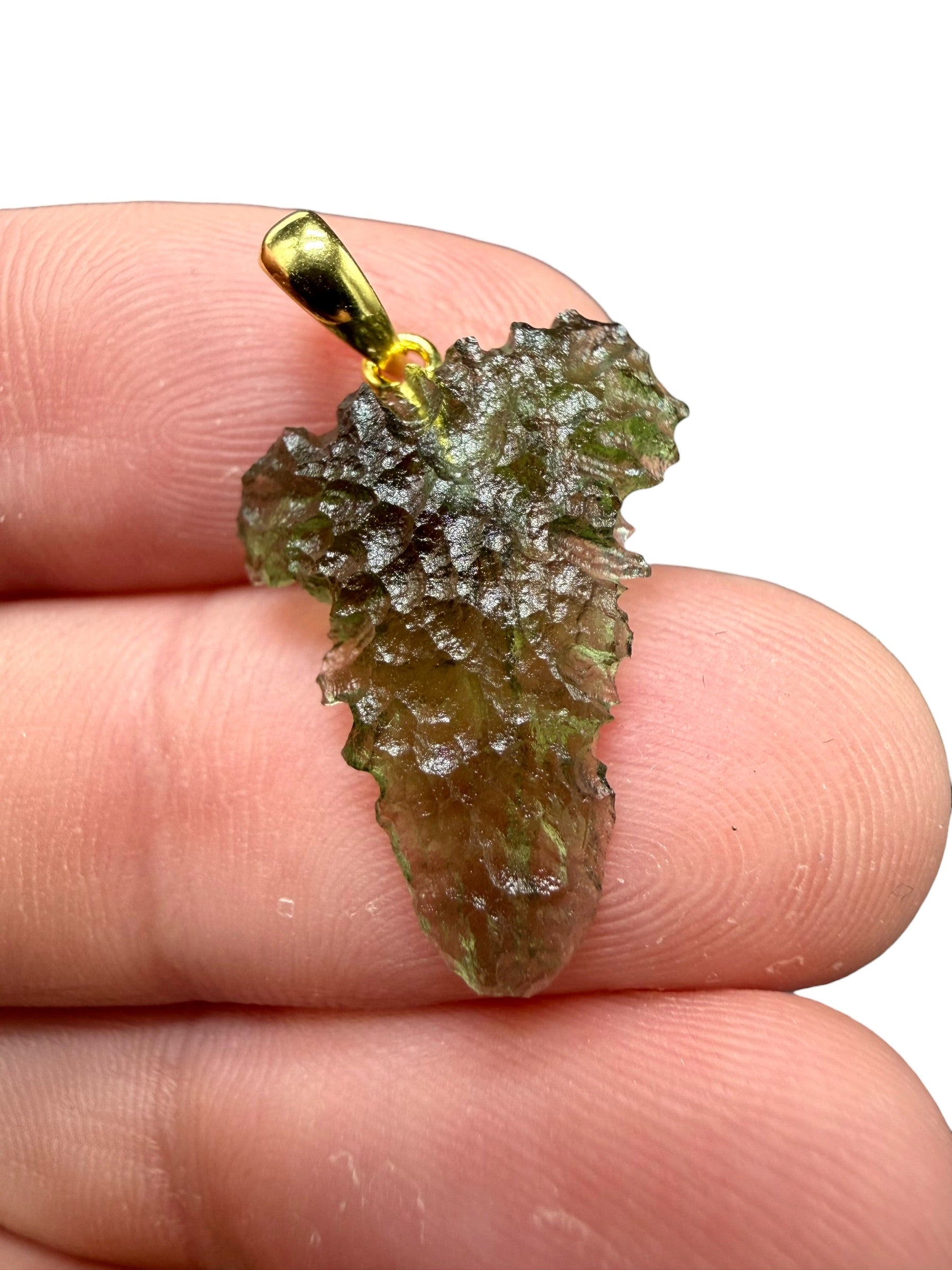 Gold-plated moldavite pendant 1,3g