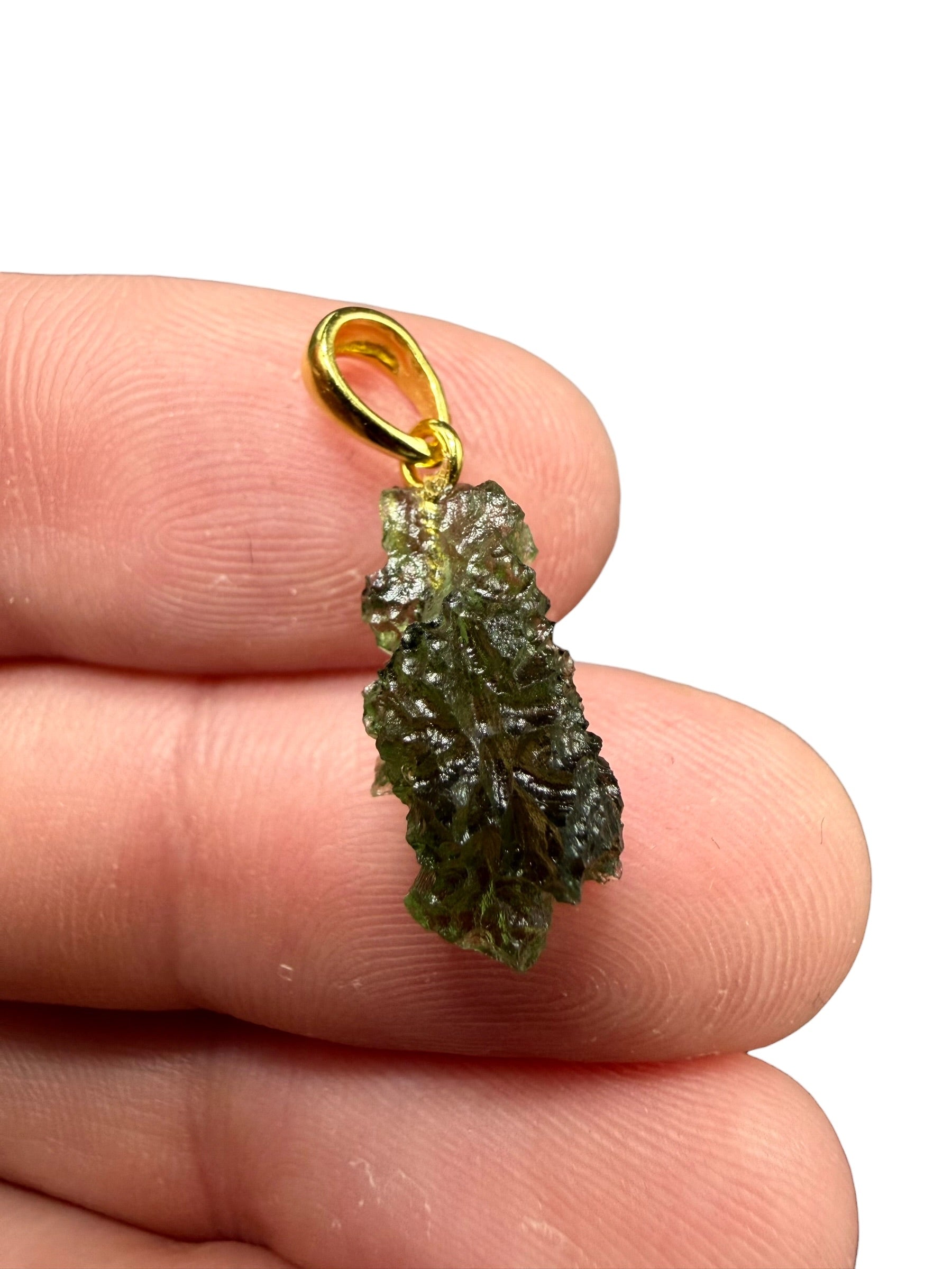 Gold-plated moldavite pendant 1,19g