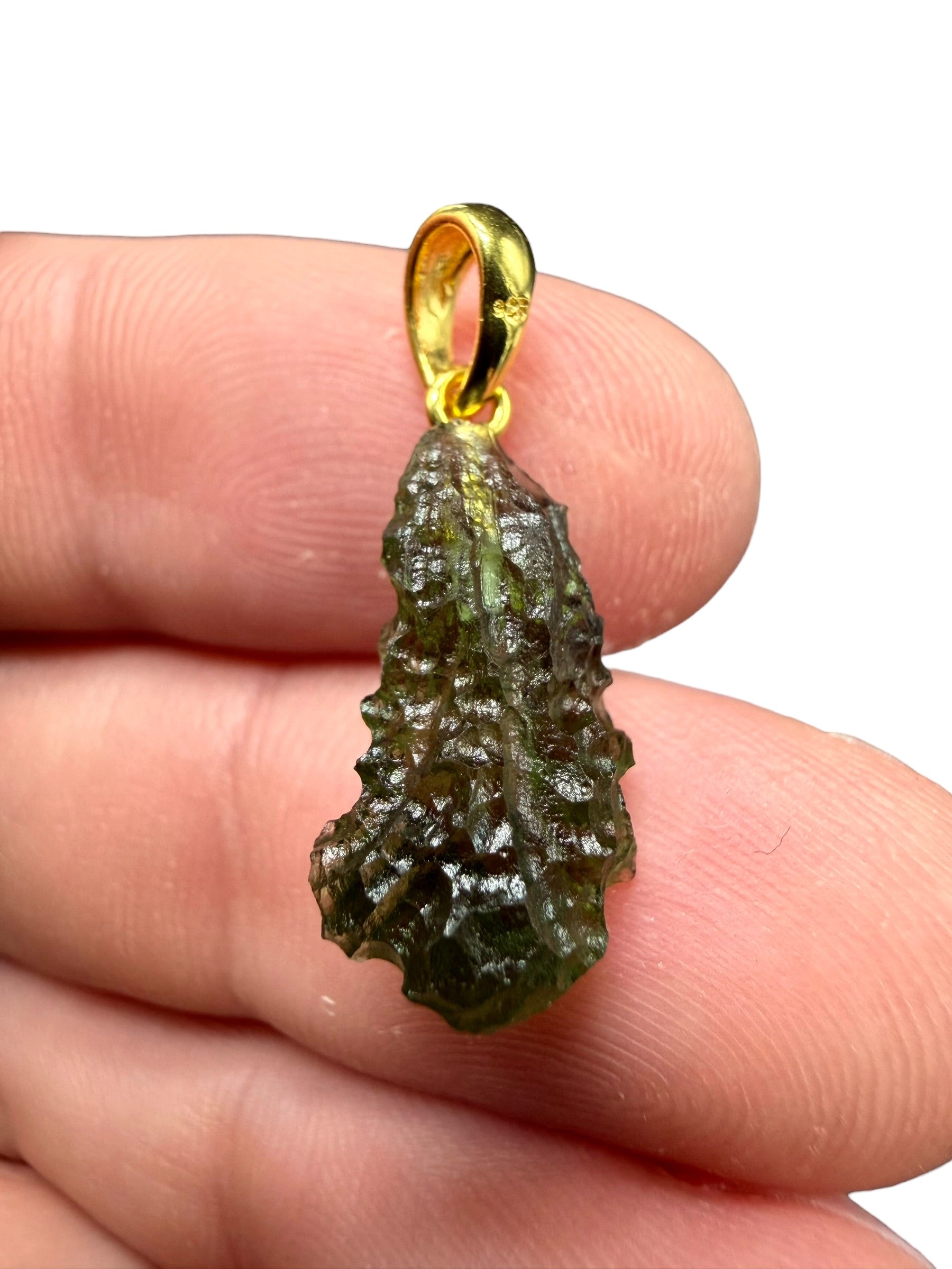 Gold-plated moldavite pendant 1,27g