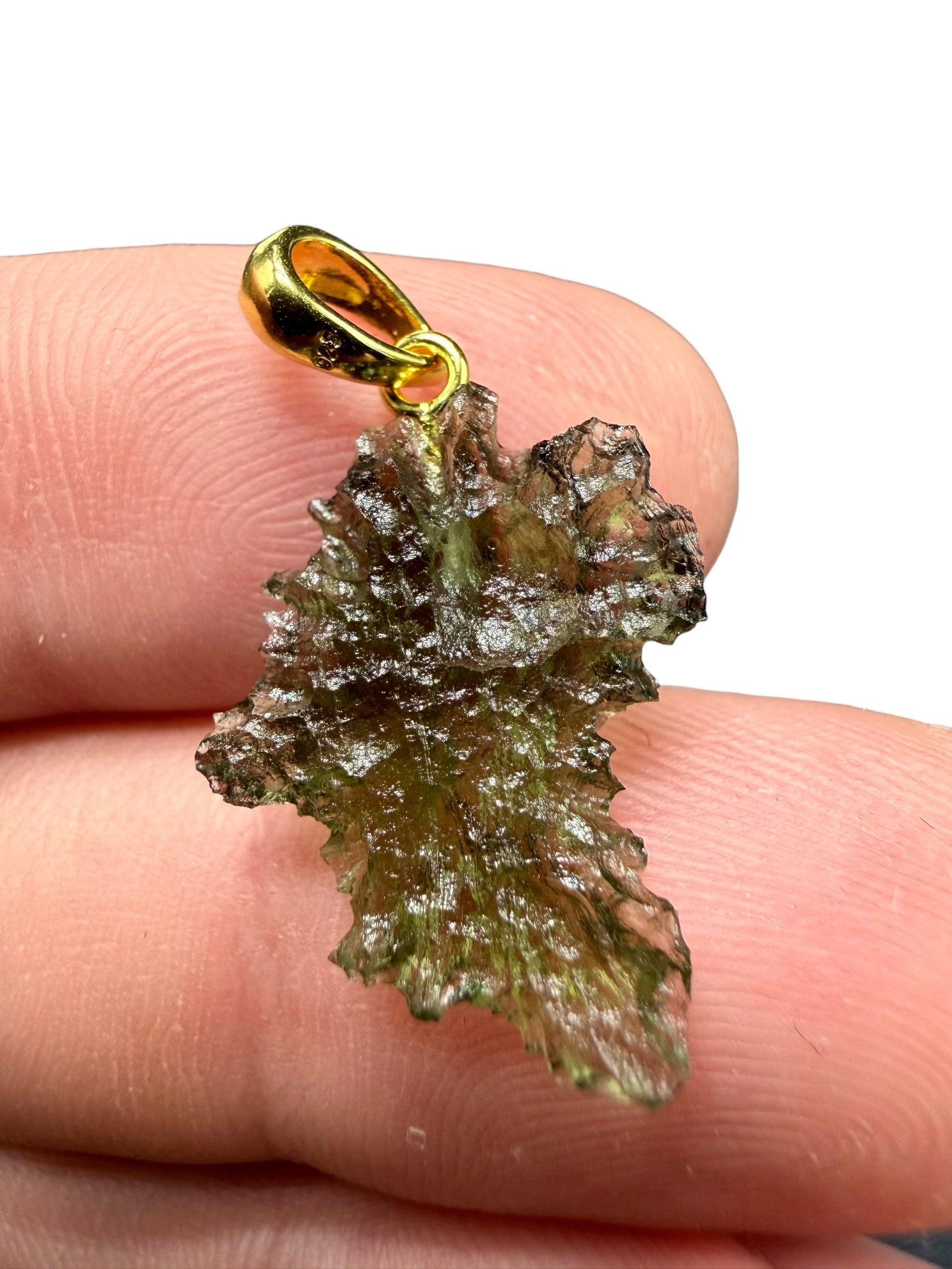 Gold-plated moldavite pendant 1,12g - SPP/V026