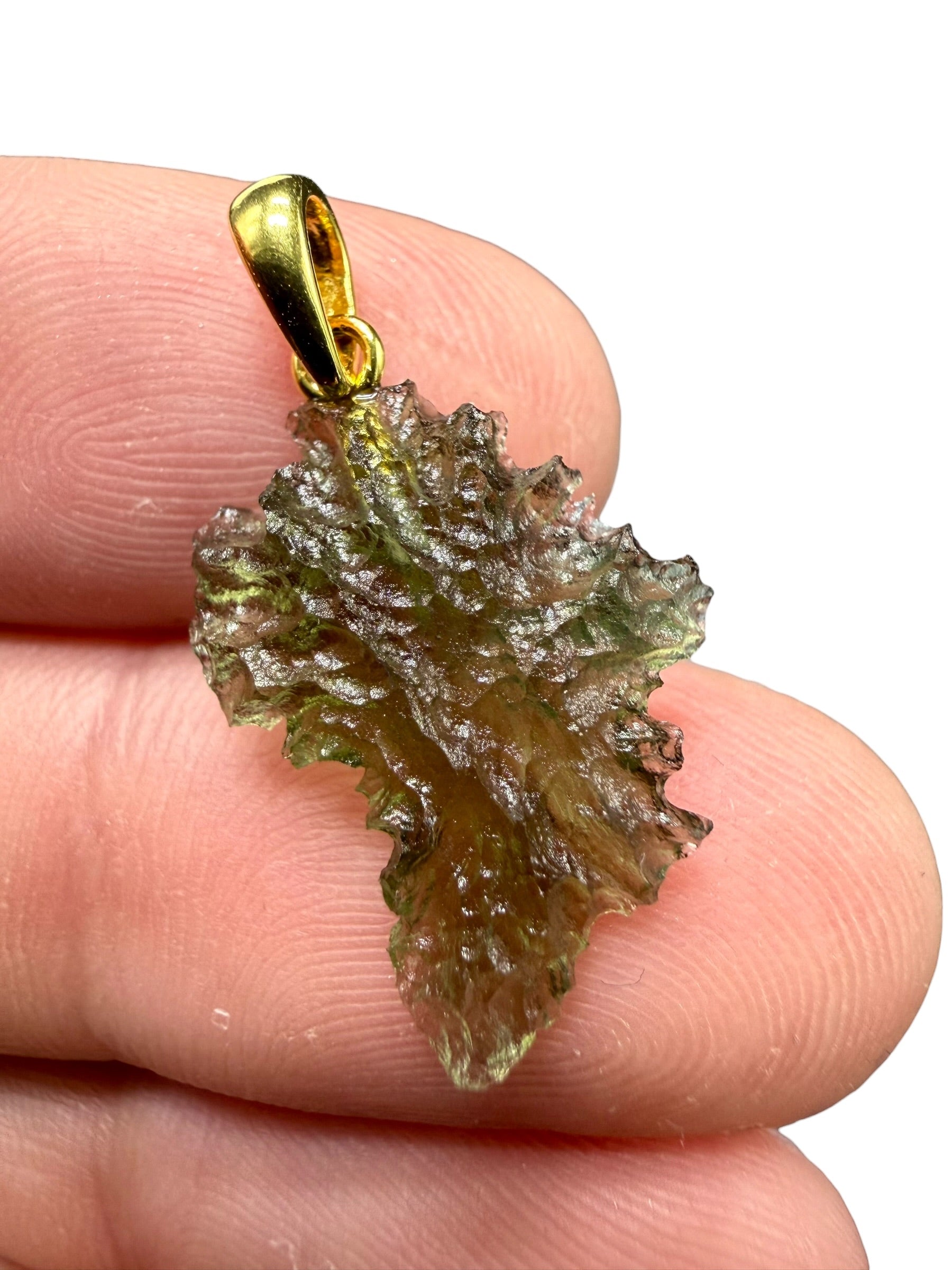 Gold-plated moldavite pendant 1,12g
