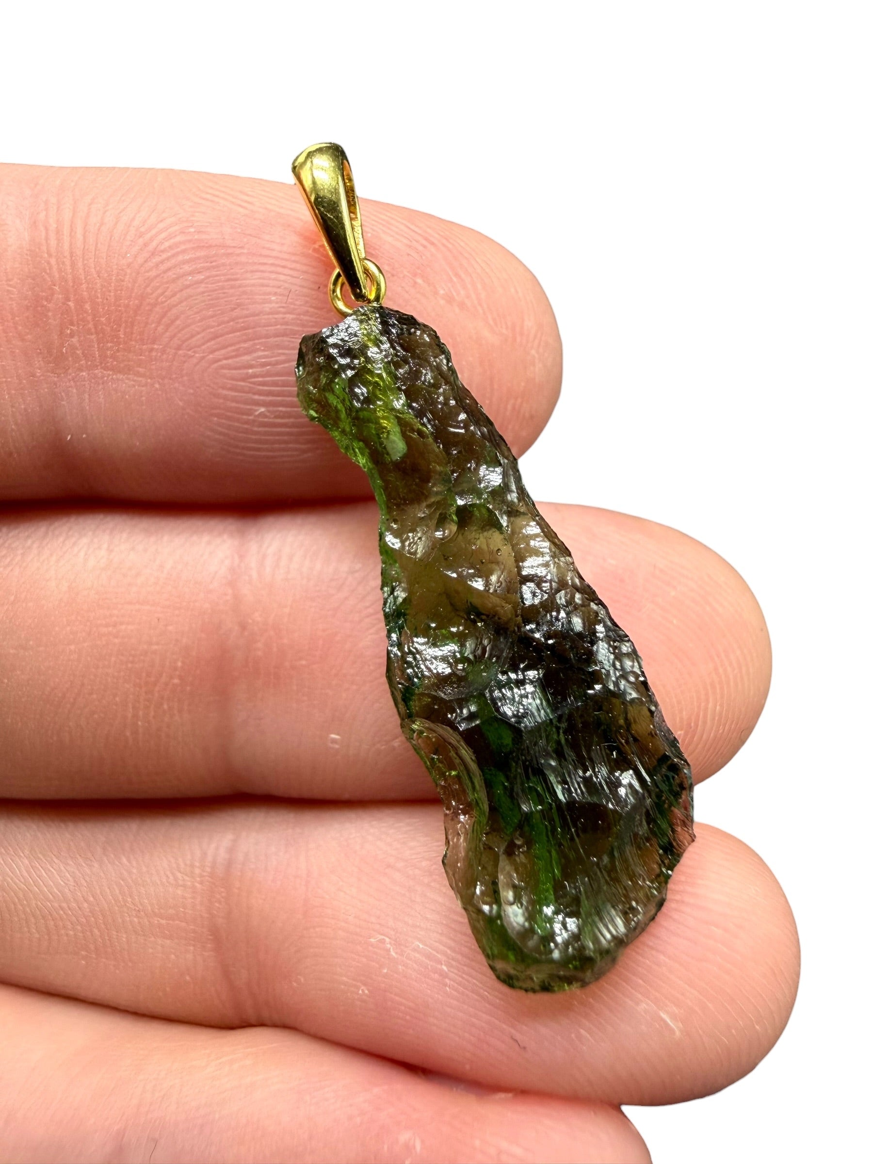 Gold-plated moldavite pendant 2,29g