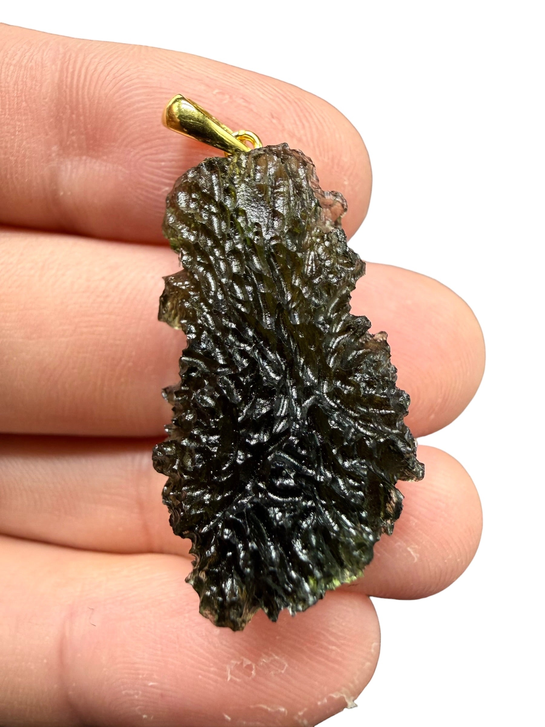 Gold-plated moldavite pendant 6g