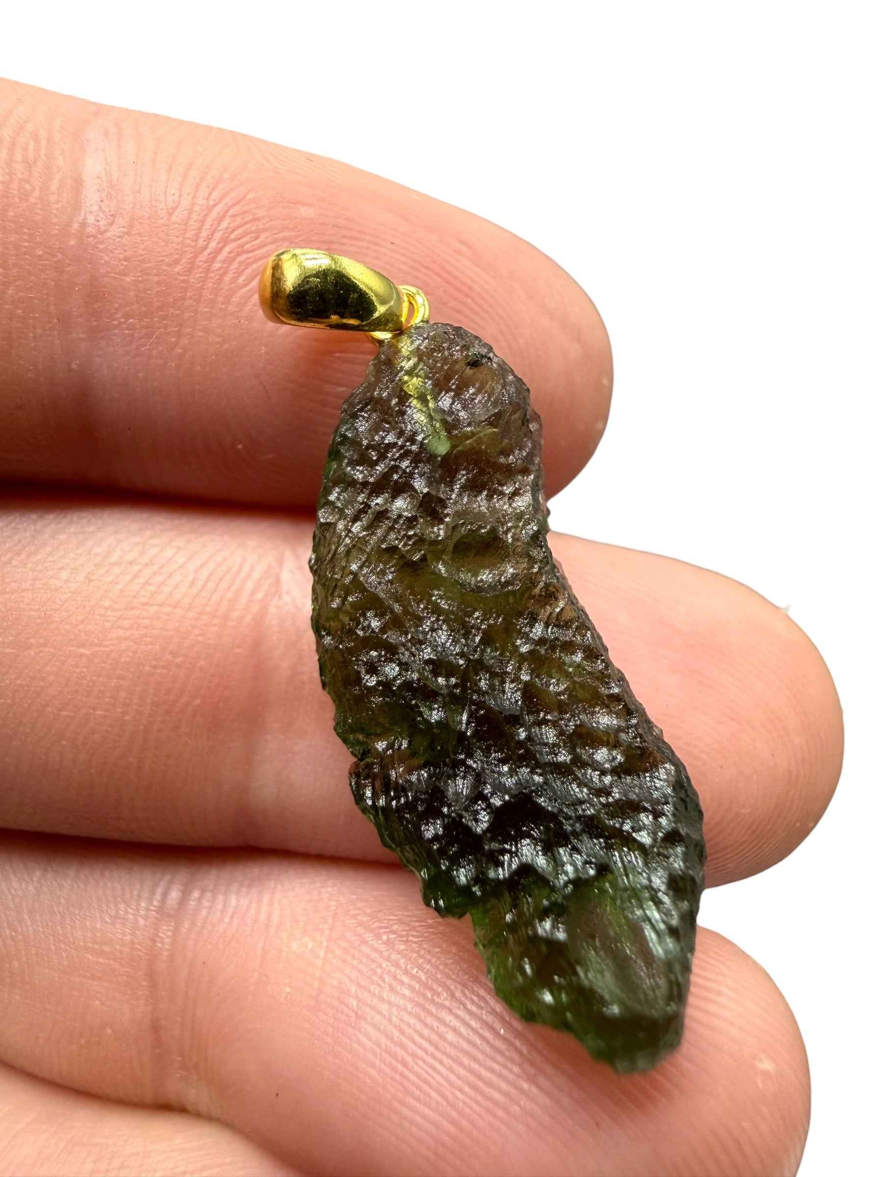 Ciondolo di moldavite placcato oro 2,5g - SPP/V040