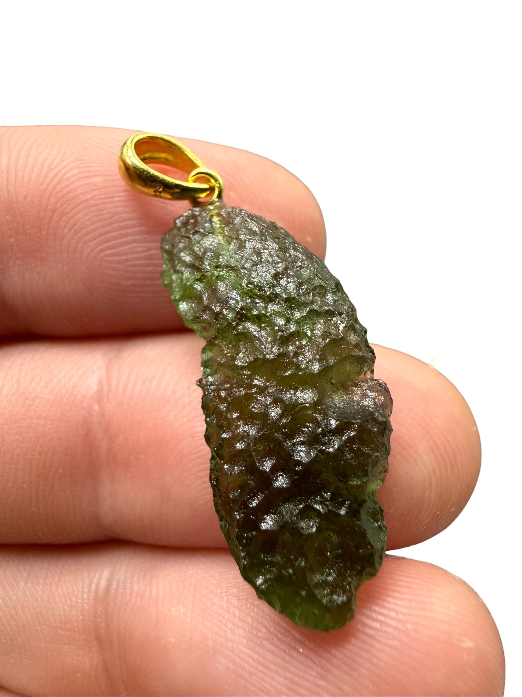 Gold-plated moldavite pendant 2,5g