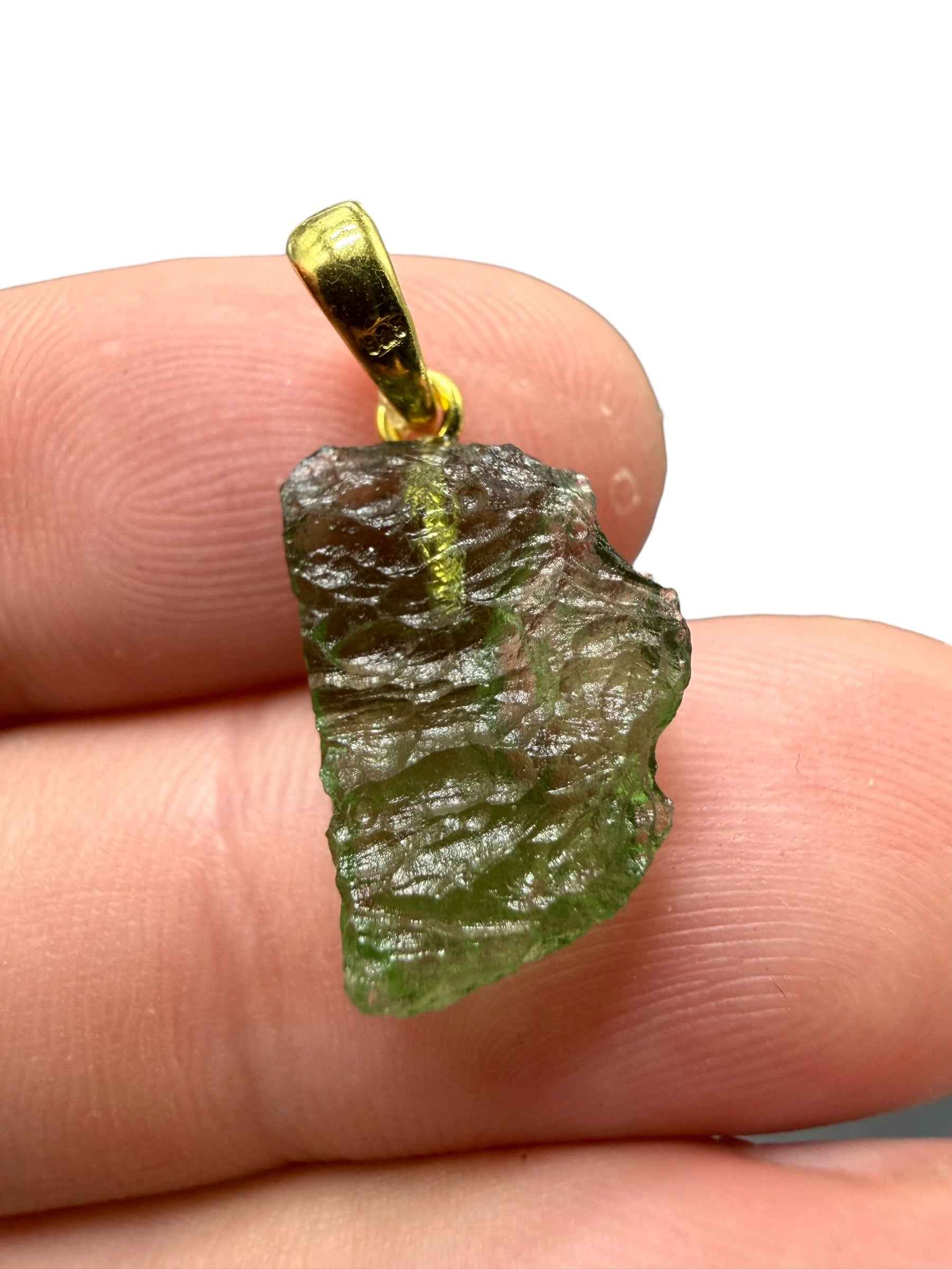 Ciondolo di moldavite placcato oro 1,2g - SPP/V041