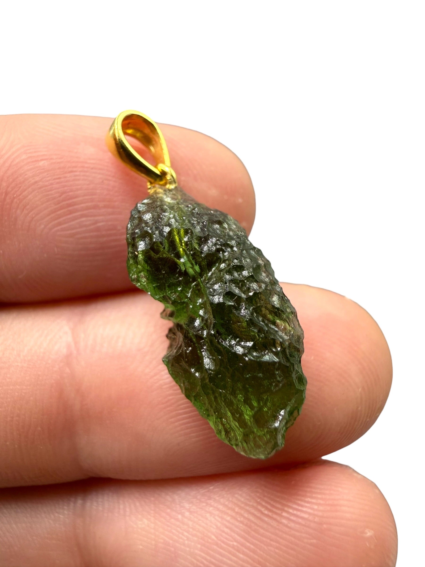 Gold-plated moldavite pendant 1,8g