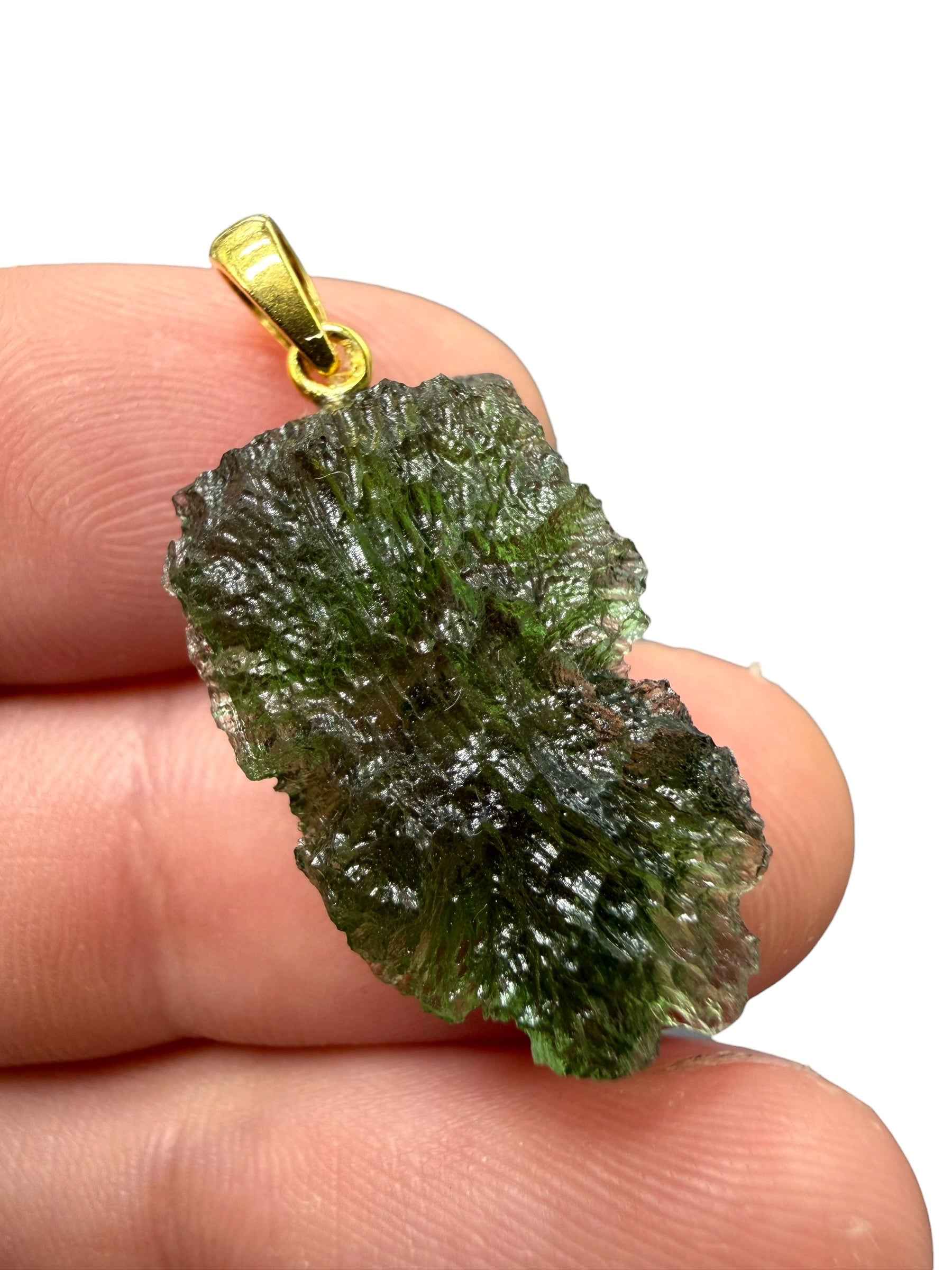 Ciondolo di moldavite placcato oro 3g - SPP/V043