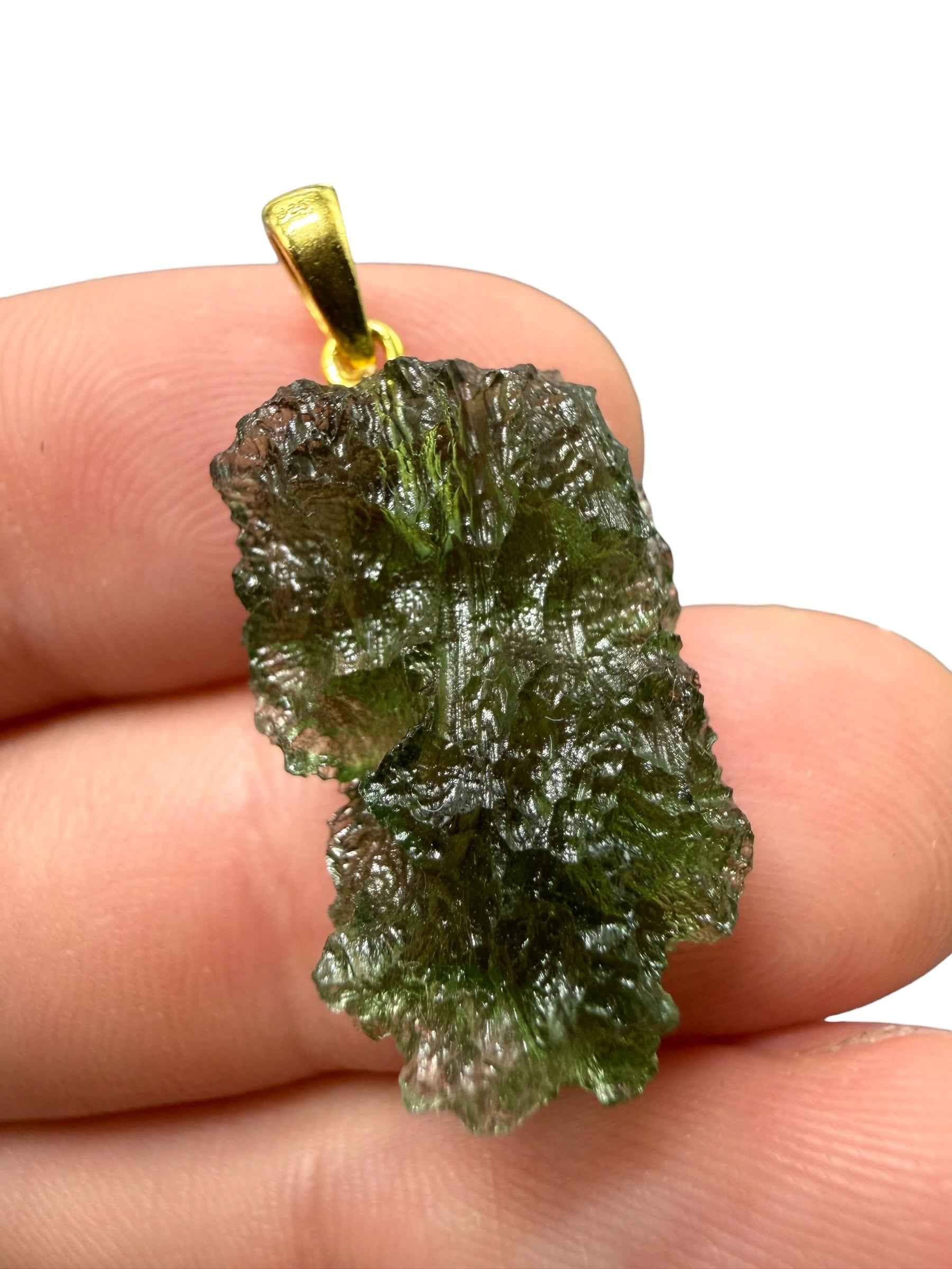 Ciondolo di moldavite placcato oro 3g - SPP/V043