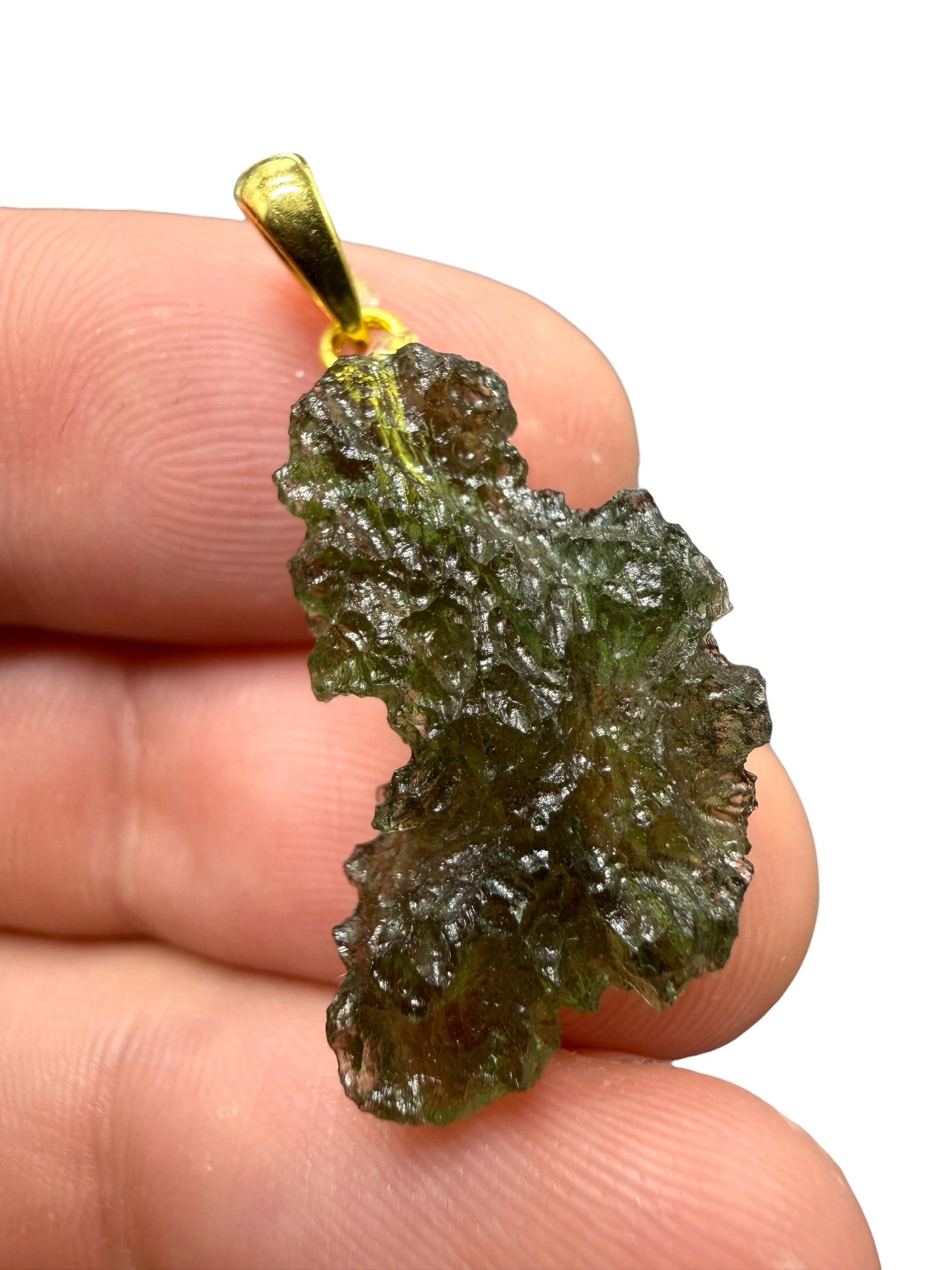 Gold-plated moldavite pendant 2,15g