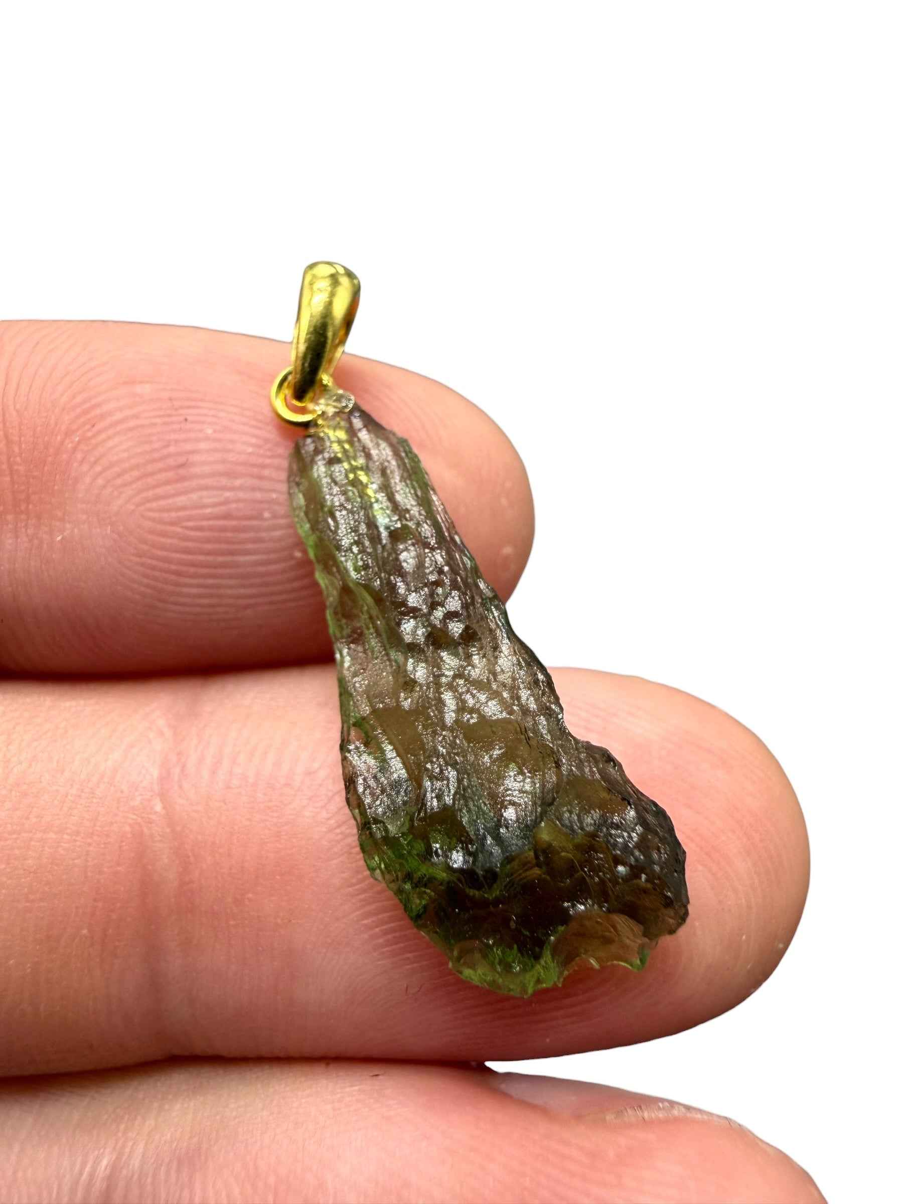 Ciondolo di moldavite placcato oro 1,4g - SPP/V046