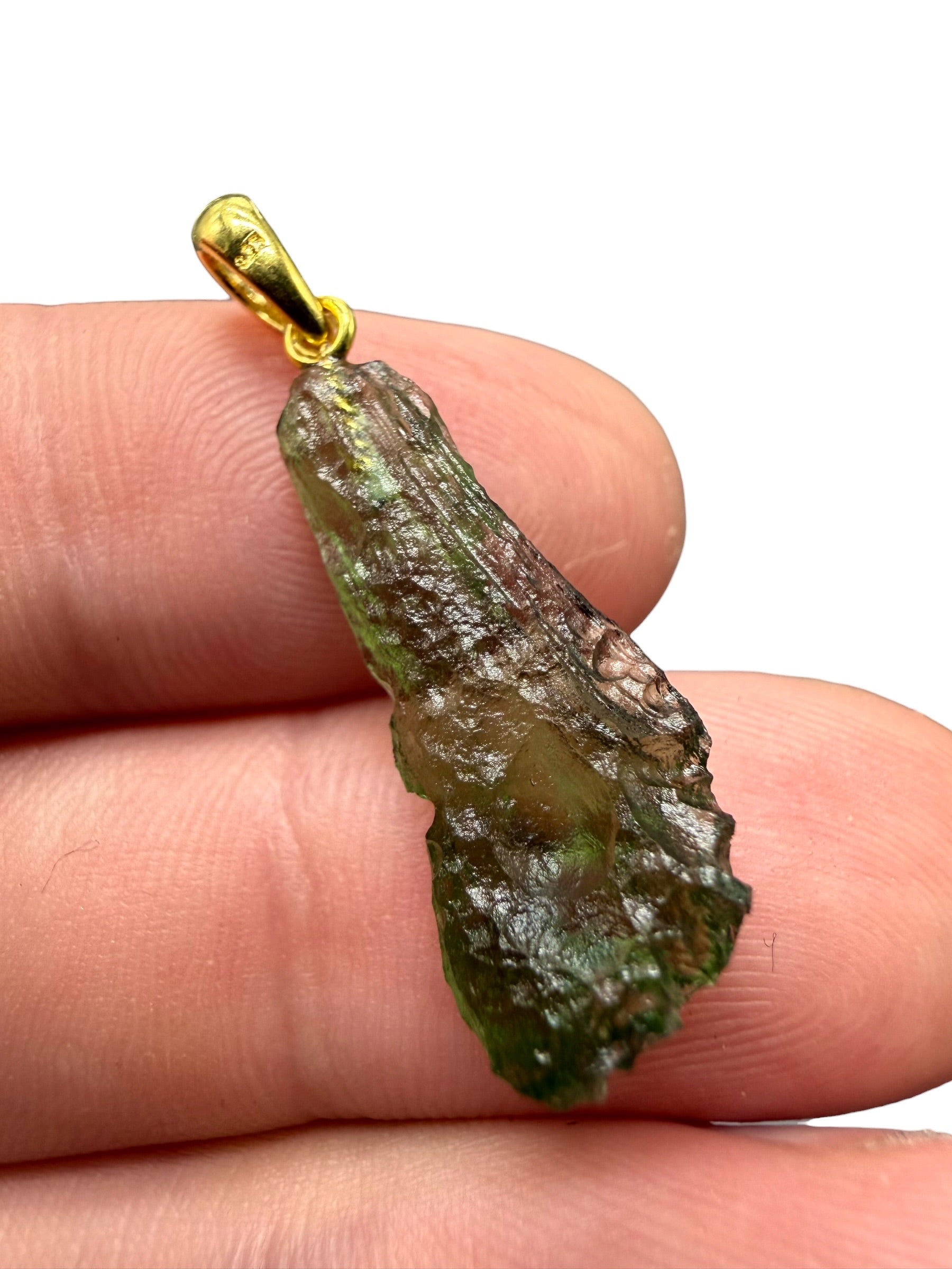 Gold-plated moldavite pendant 1,4g