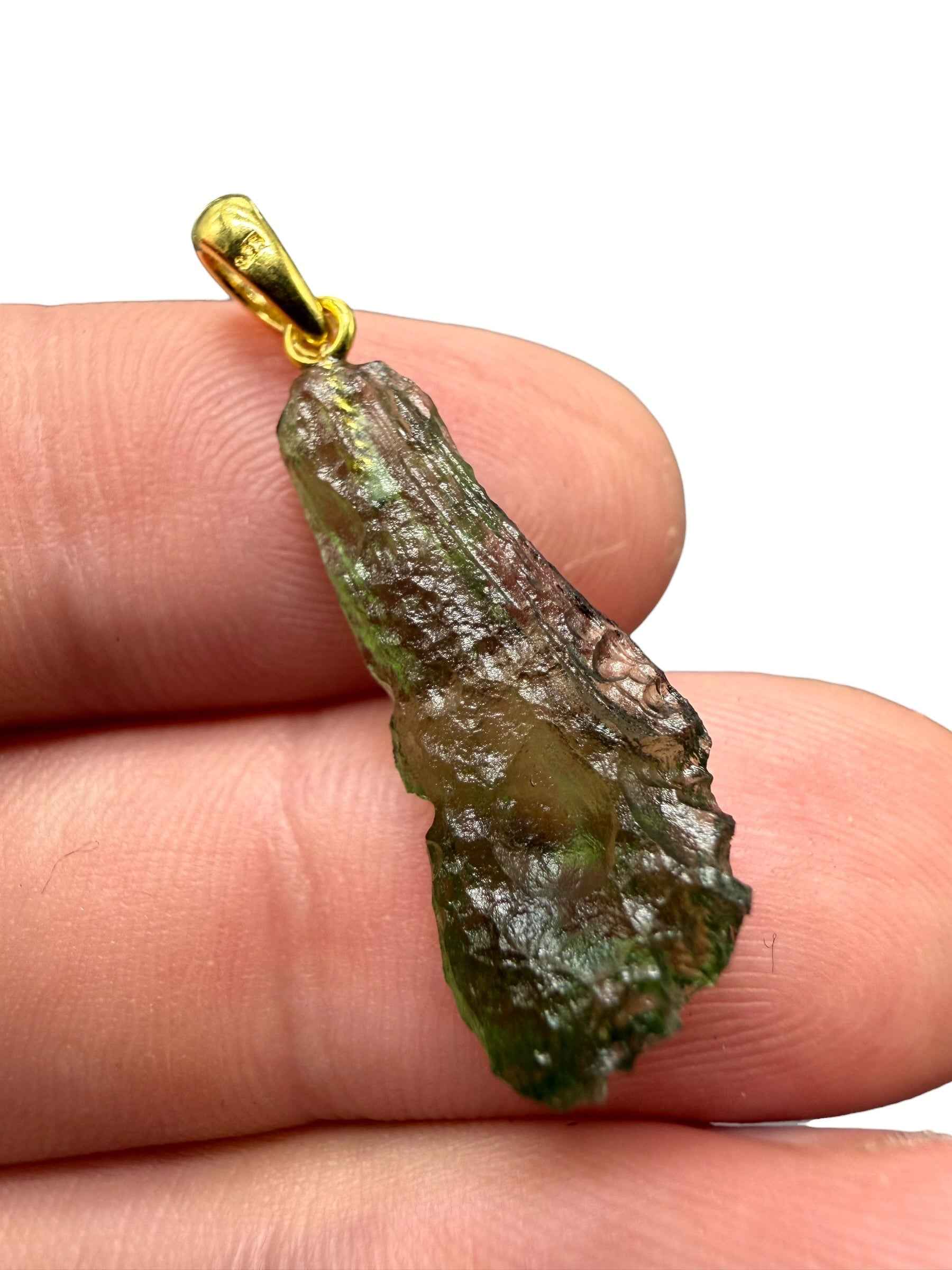 Ciondolo di moldavite placcato oro 1,4g - SPP/V046