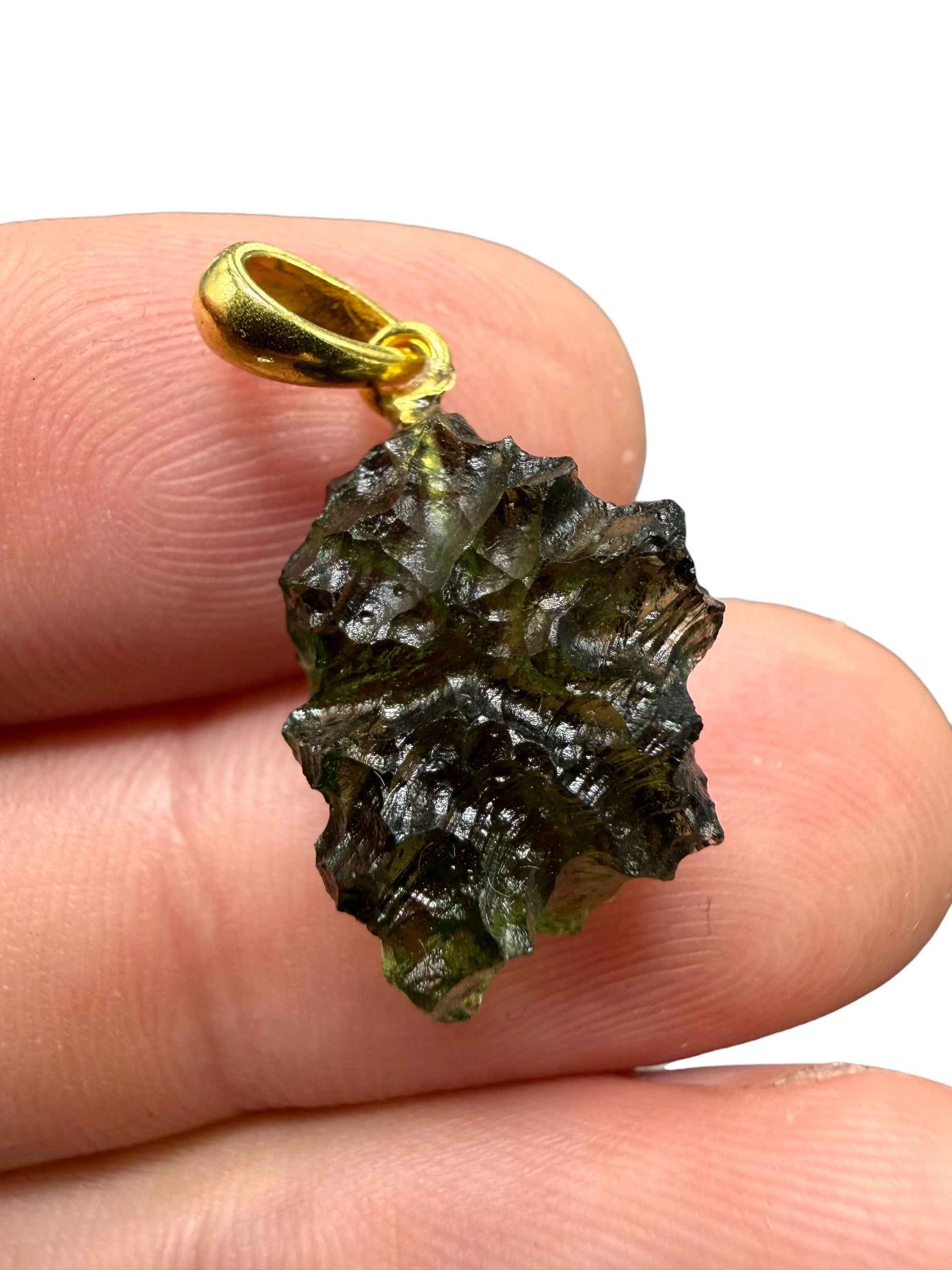 Ciondolo di moldavite placcato oro 1,65g - SPP/V047