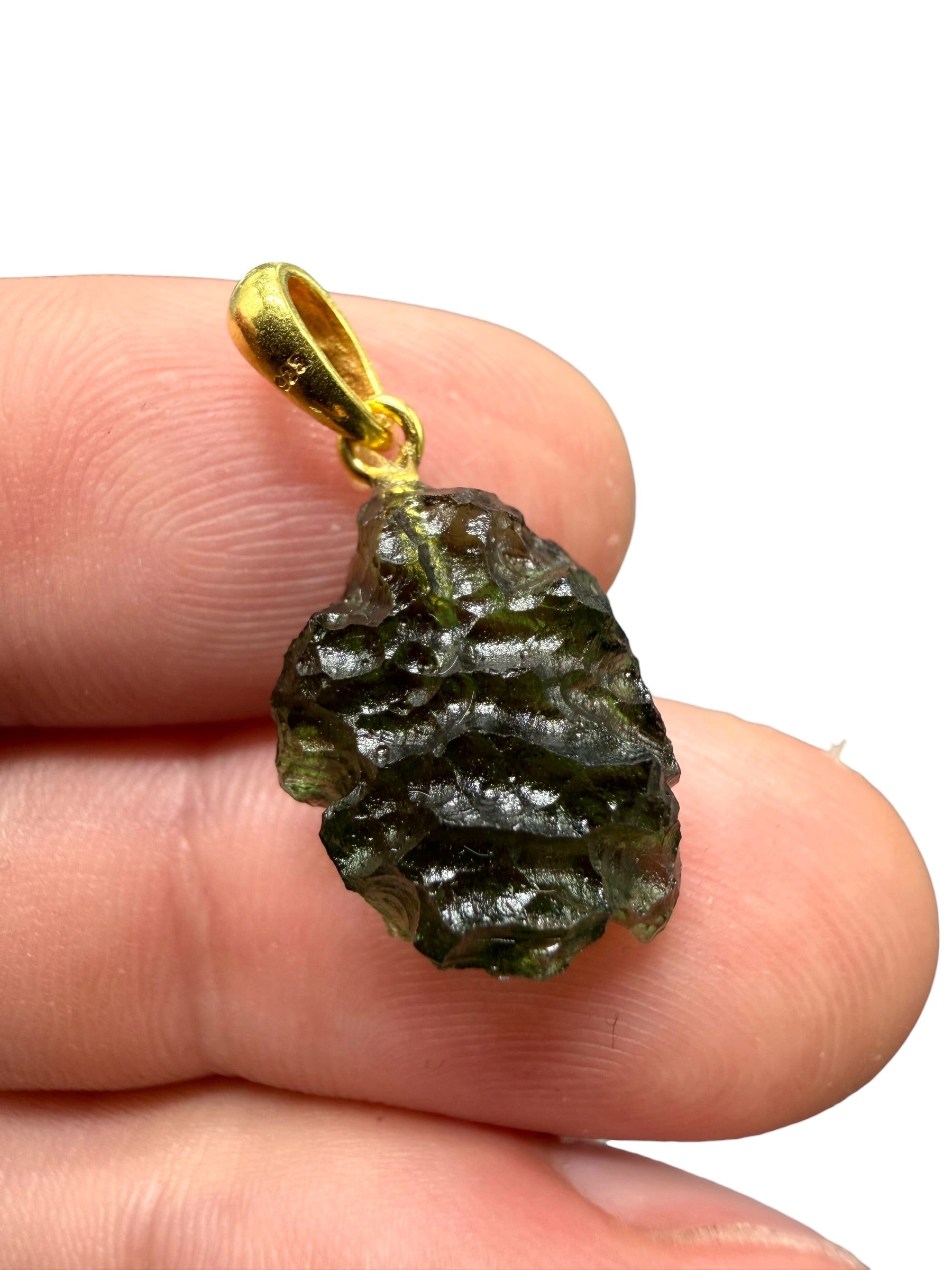 Gold-plated moldavite pendant 1,65g