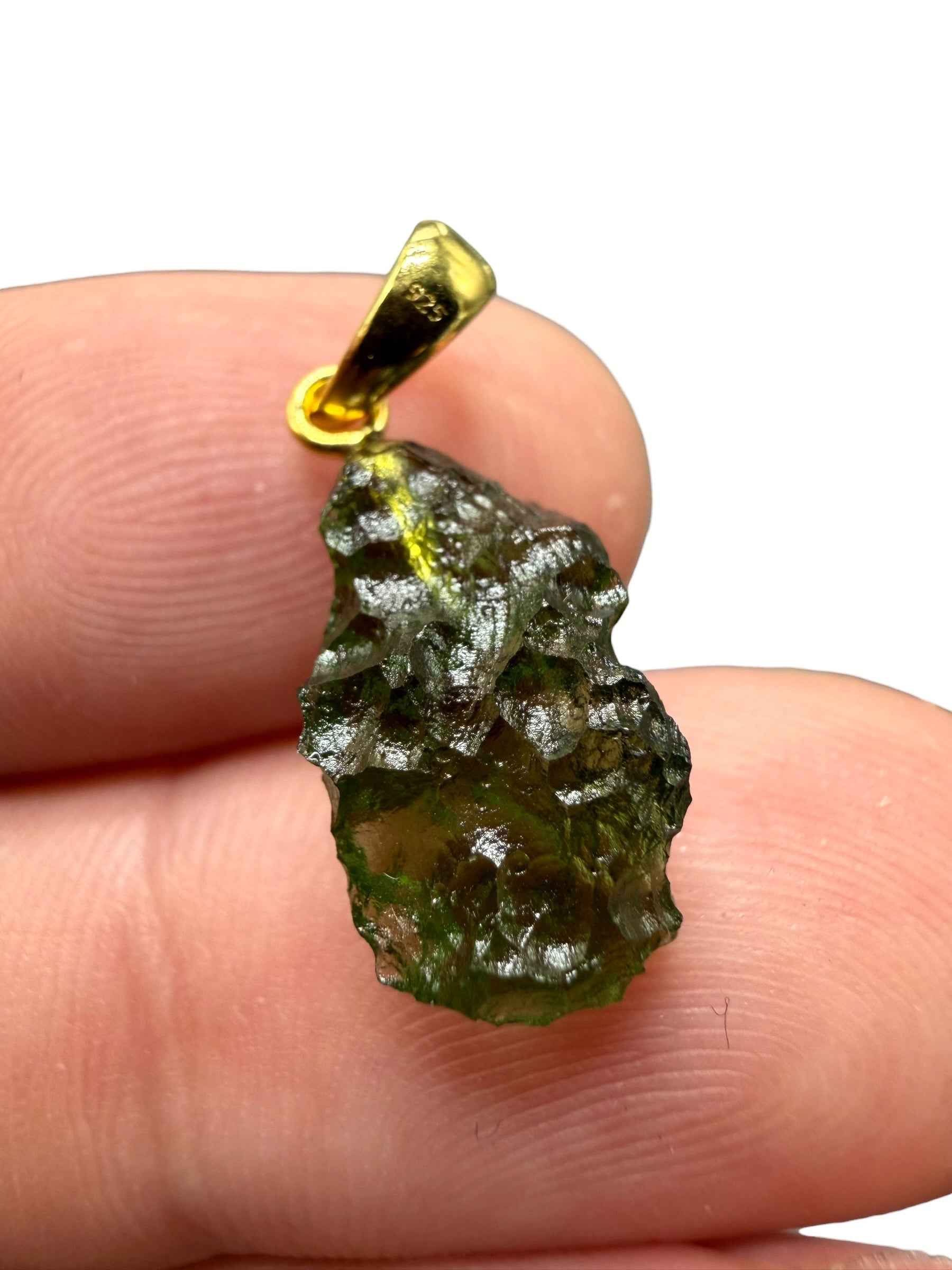 Ciondolo di moldavite placcato oro 1,1g - SPP/V048