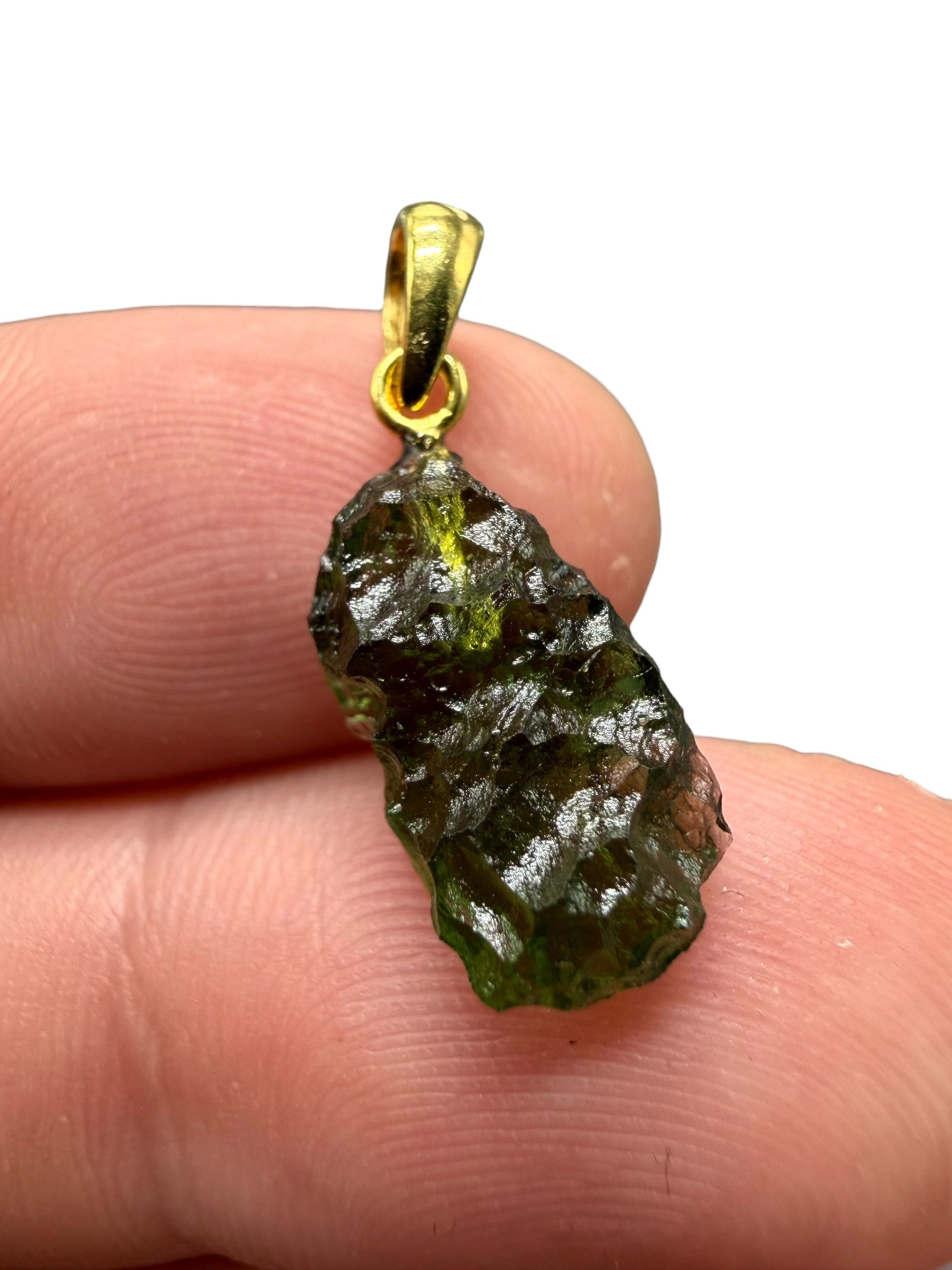 Gold-plated moldavite pendant 1,1g