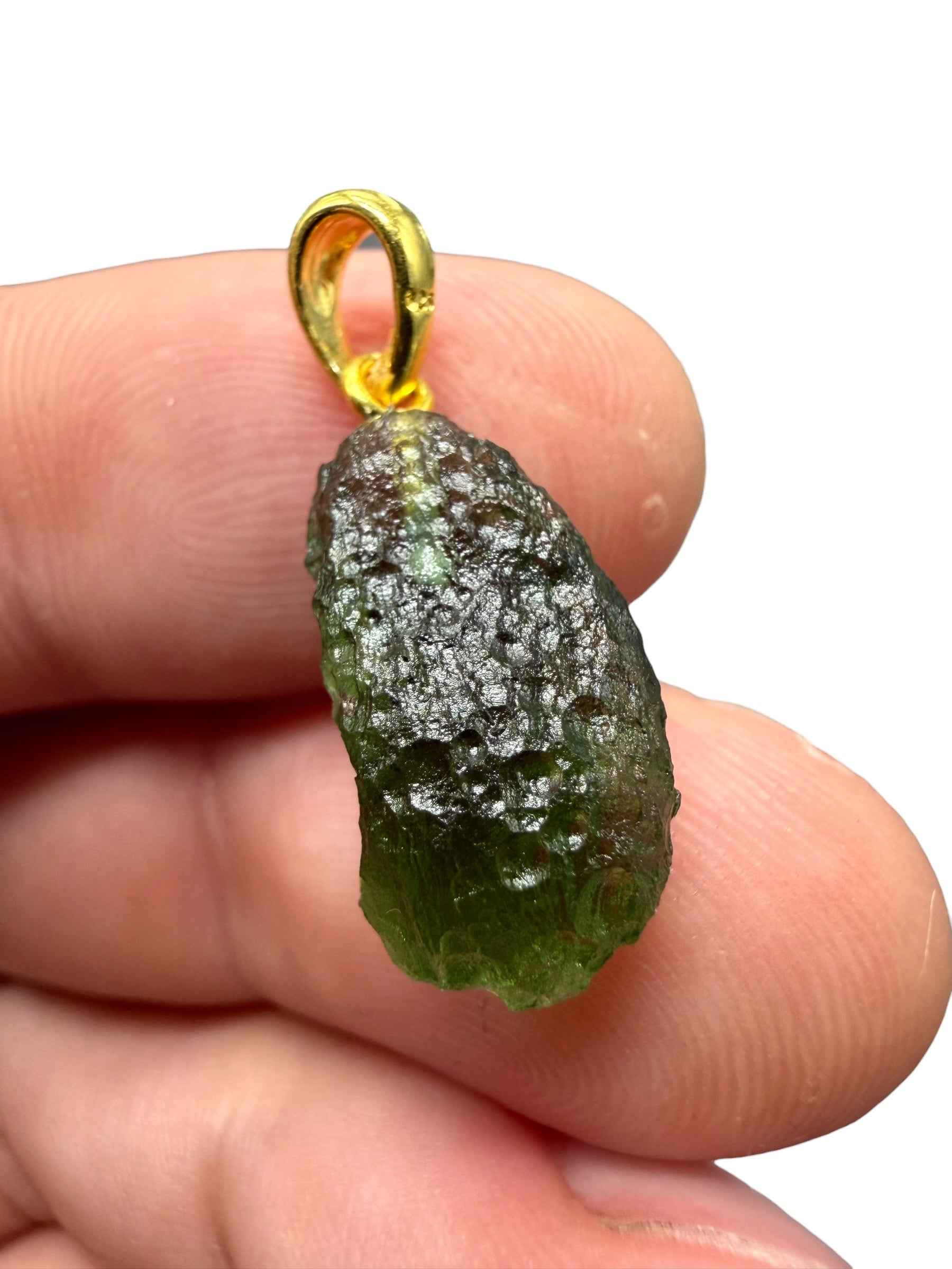 Ciondolo di moldavite placcato oro 1,6g - SPP/V049