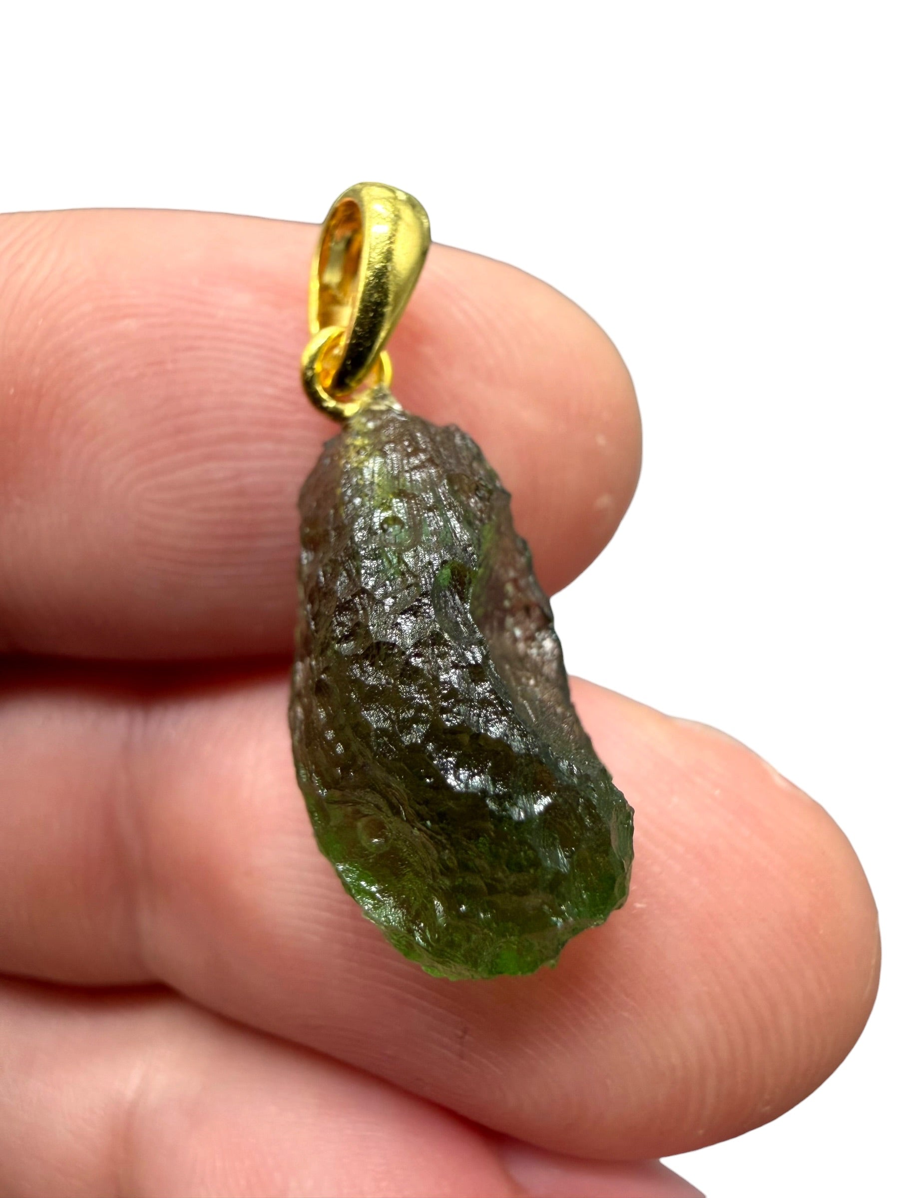 Gold-plated moldavite pendant 1,6g