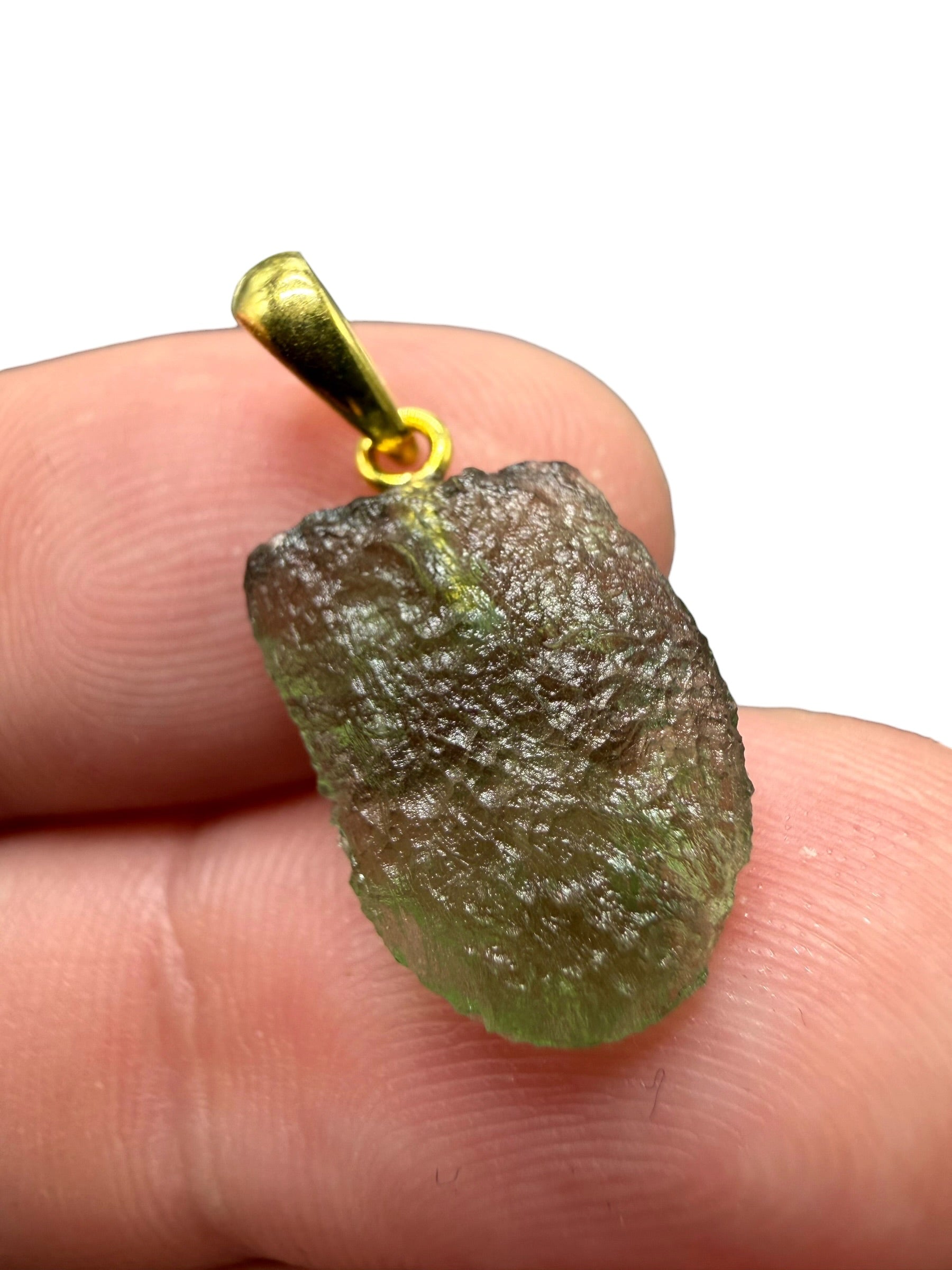 Gold-plated moldavite pendant 1,1g